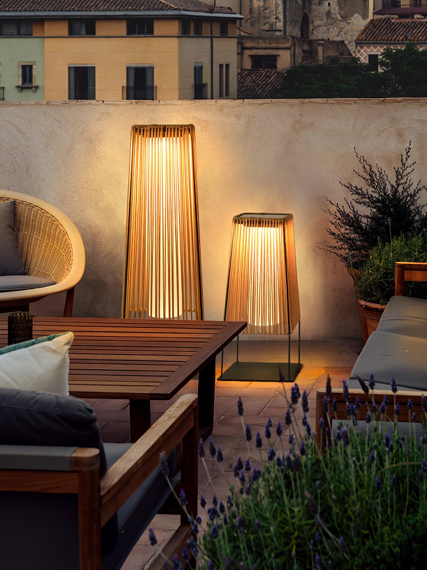 Plastic Rattan Outdoor Post Light with Solar Panel - Cueteks