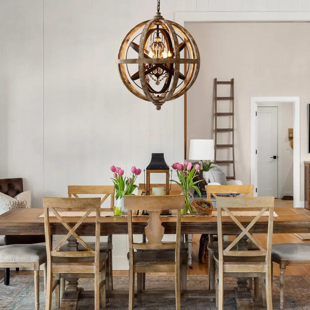 Retro Globe Weathered Chandelier - Cueteks