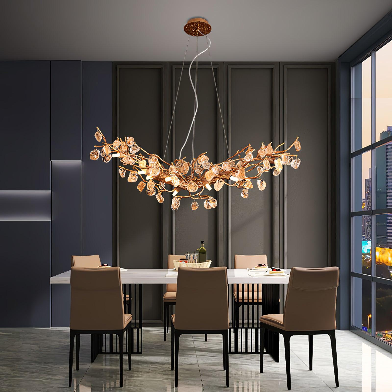 Stone Crystal Brass Chandelier - Cueteks