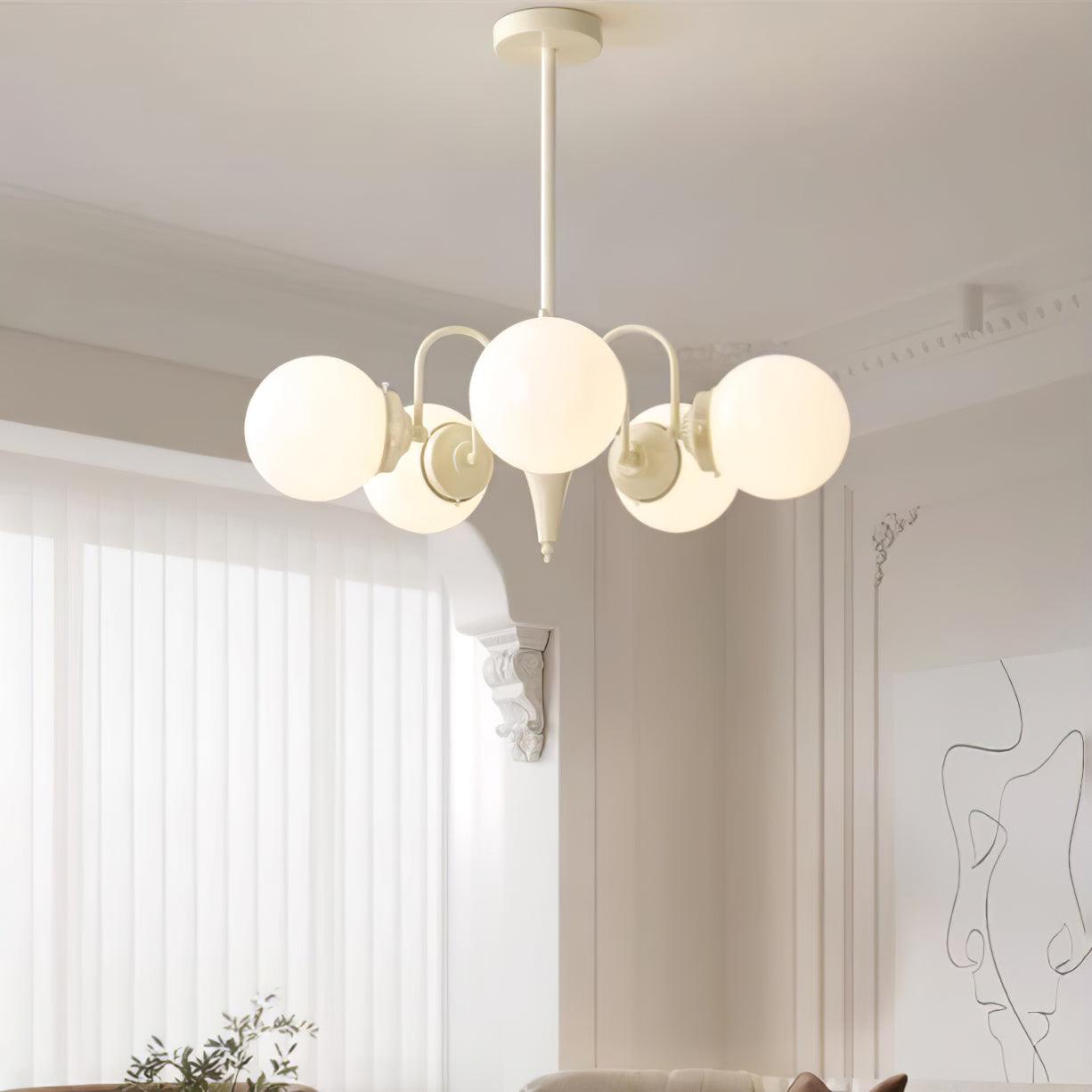 Cream Glass Ball Chandelier - Cueteks