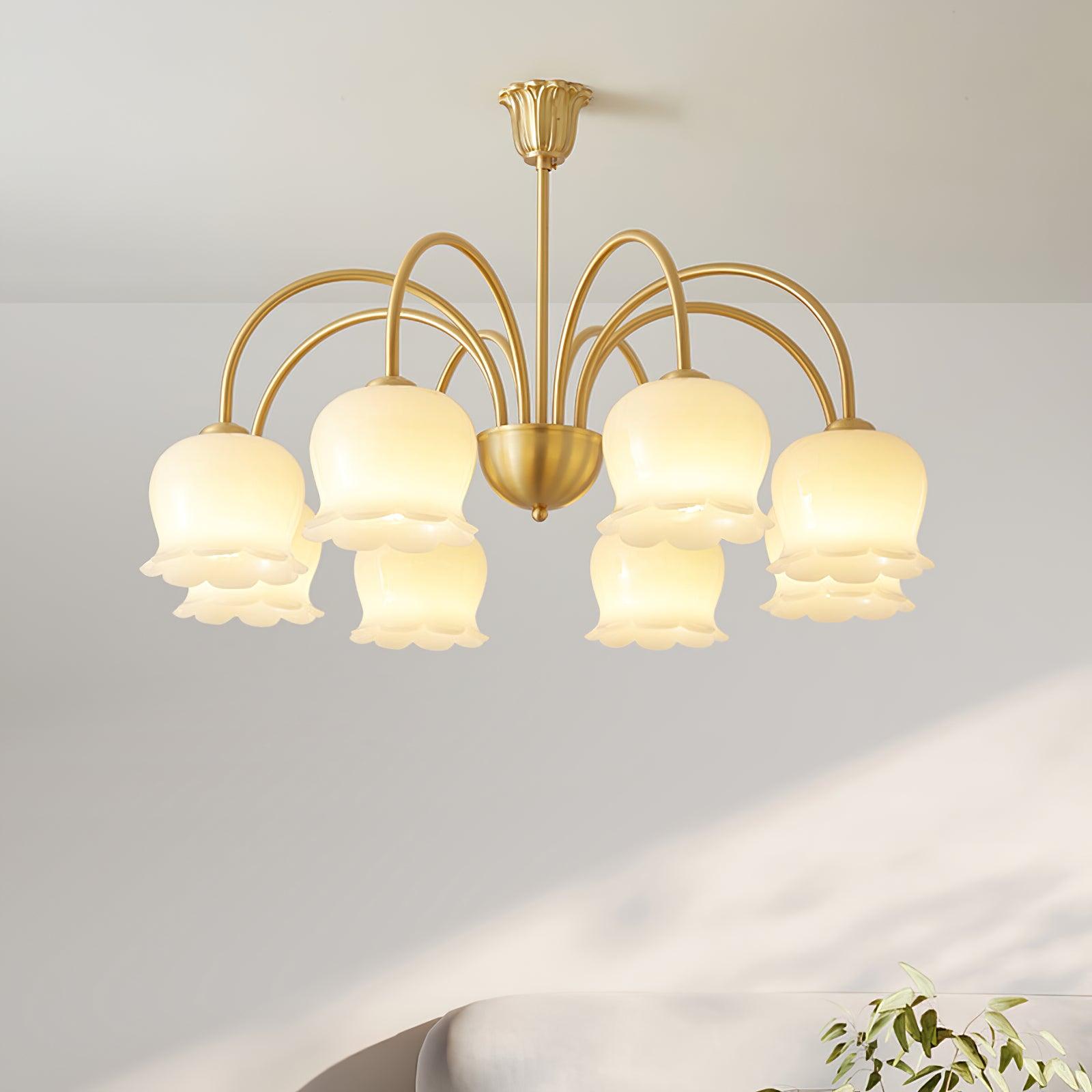 Orchids Brass Chandelier - Cueteks