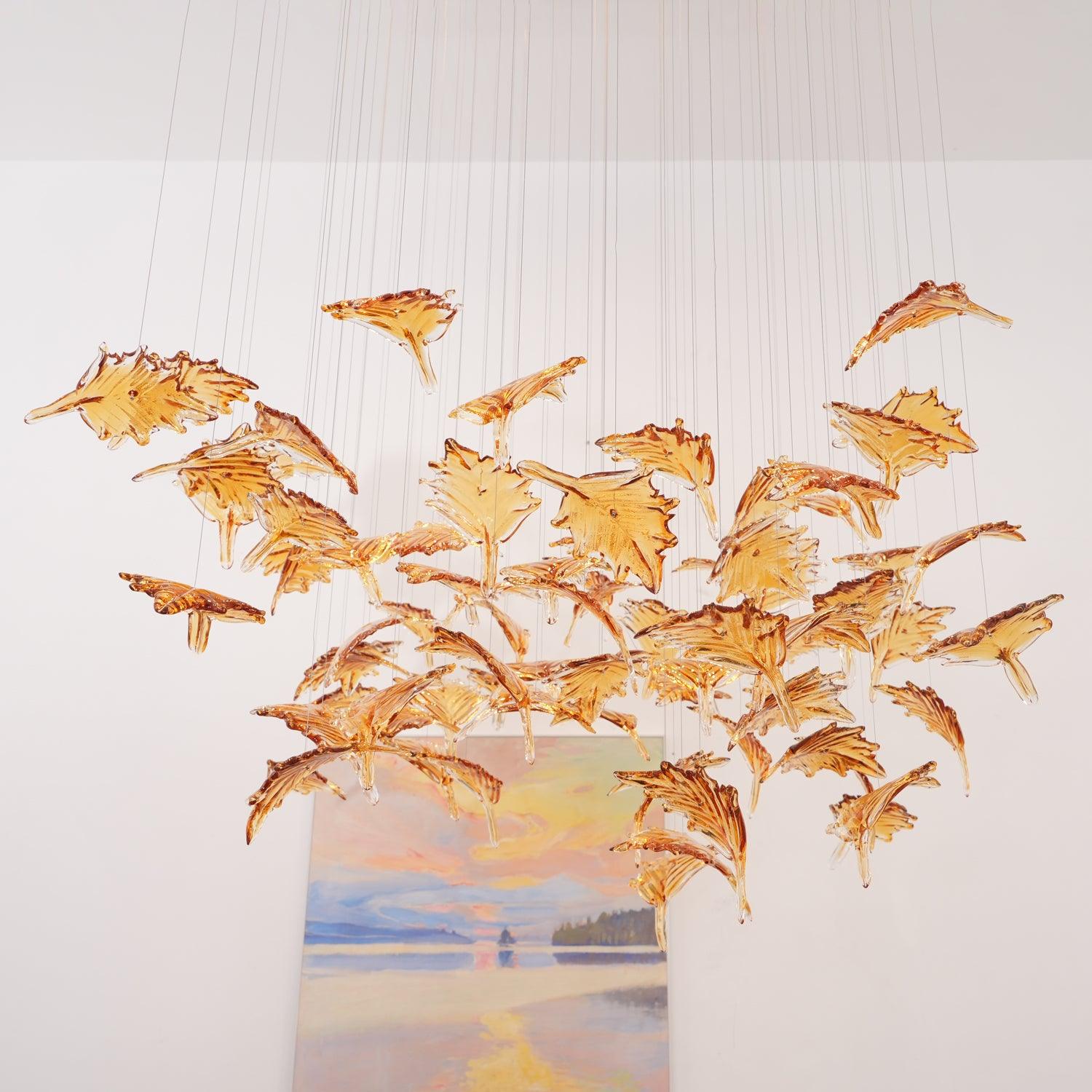 Multicolor Crystal Maple Leaf Chandelier - Cueteks