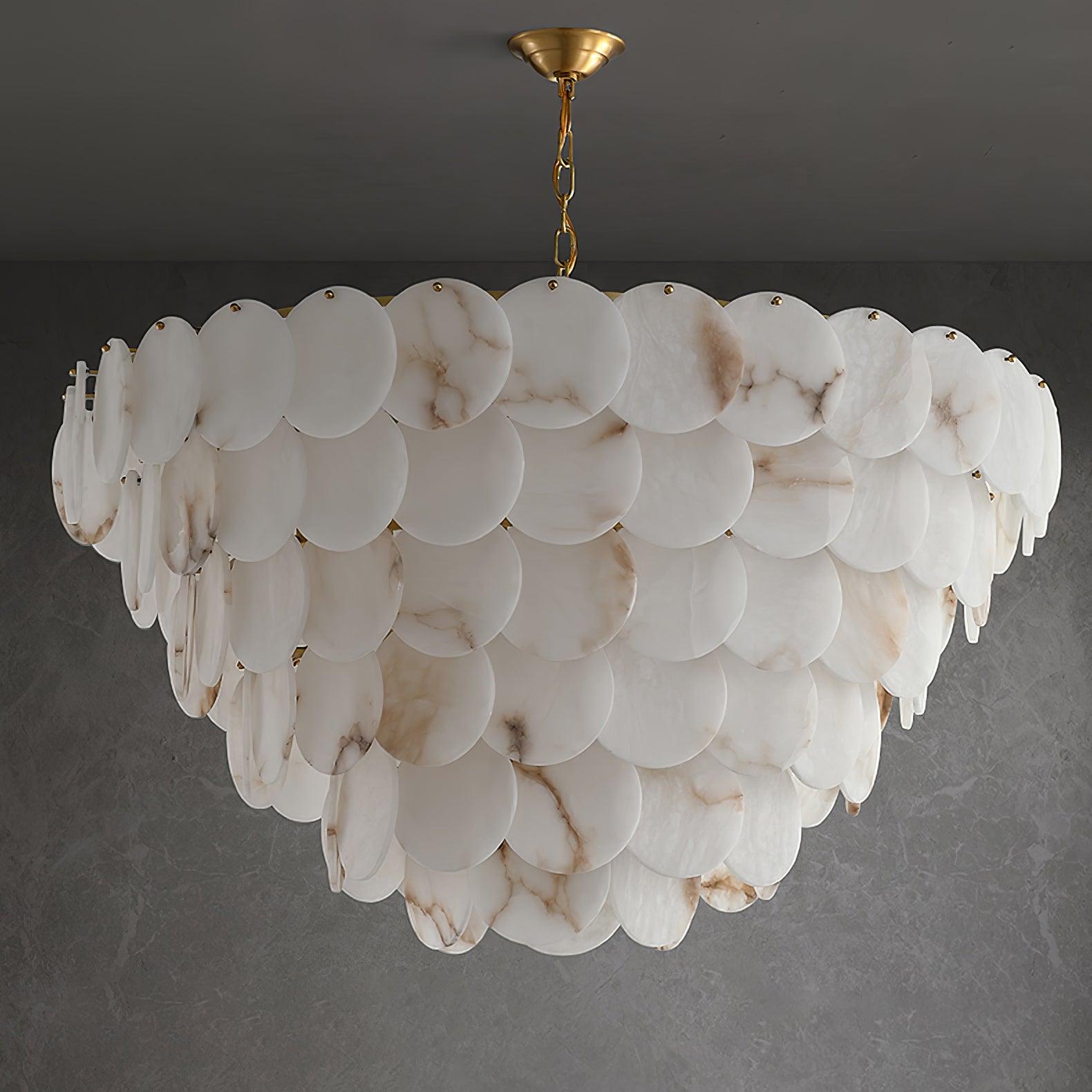 Alabaster Shell Brass Chandelier - Cueteks