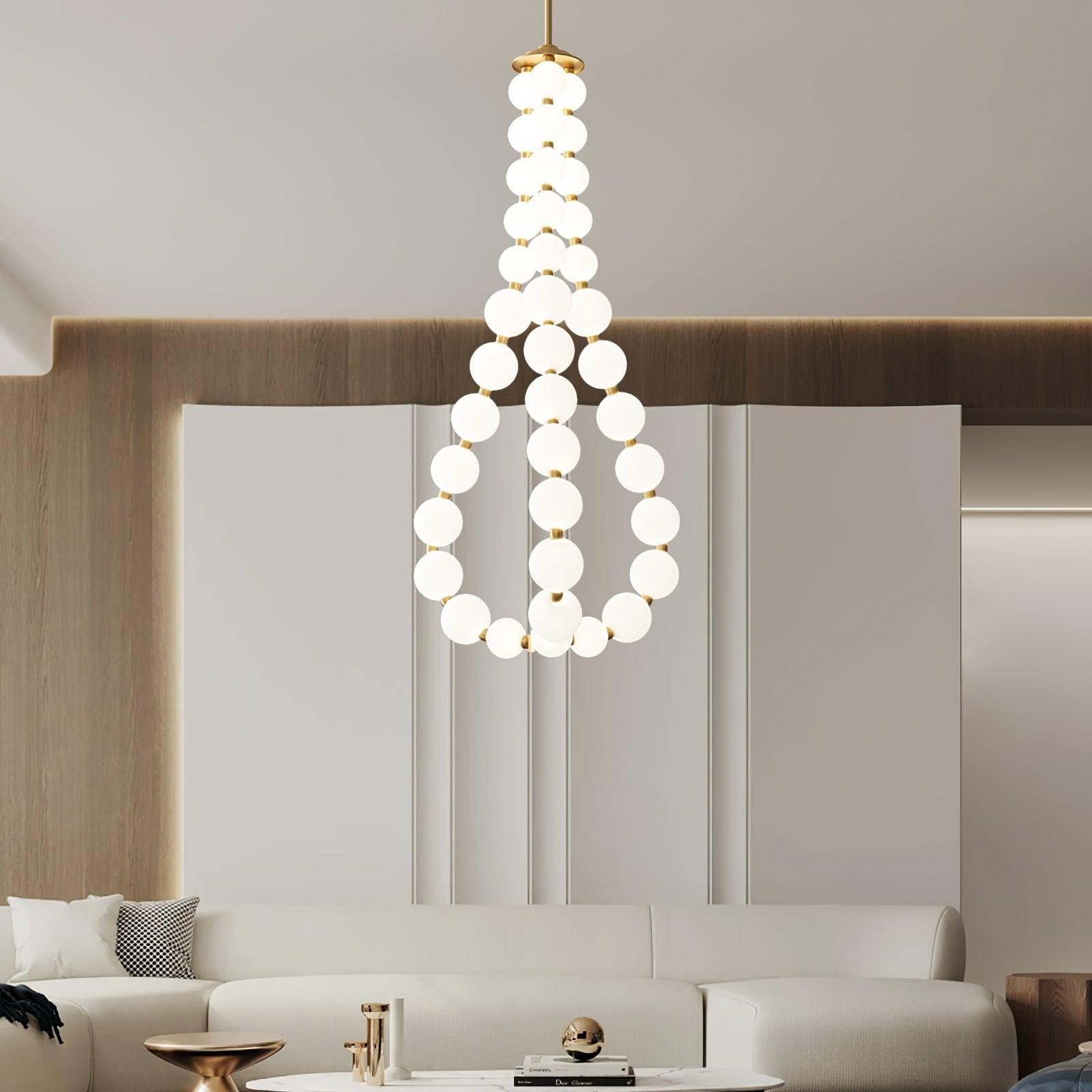 Glass Pearl Necklace Chandelier - Cueteks