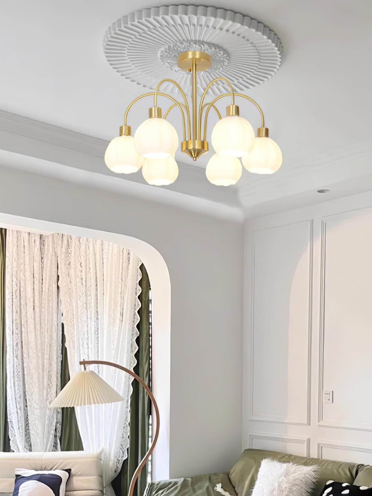 Glass Pumpkin Gold Chandelier - Cueteks