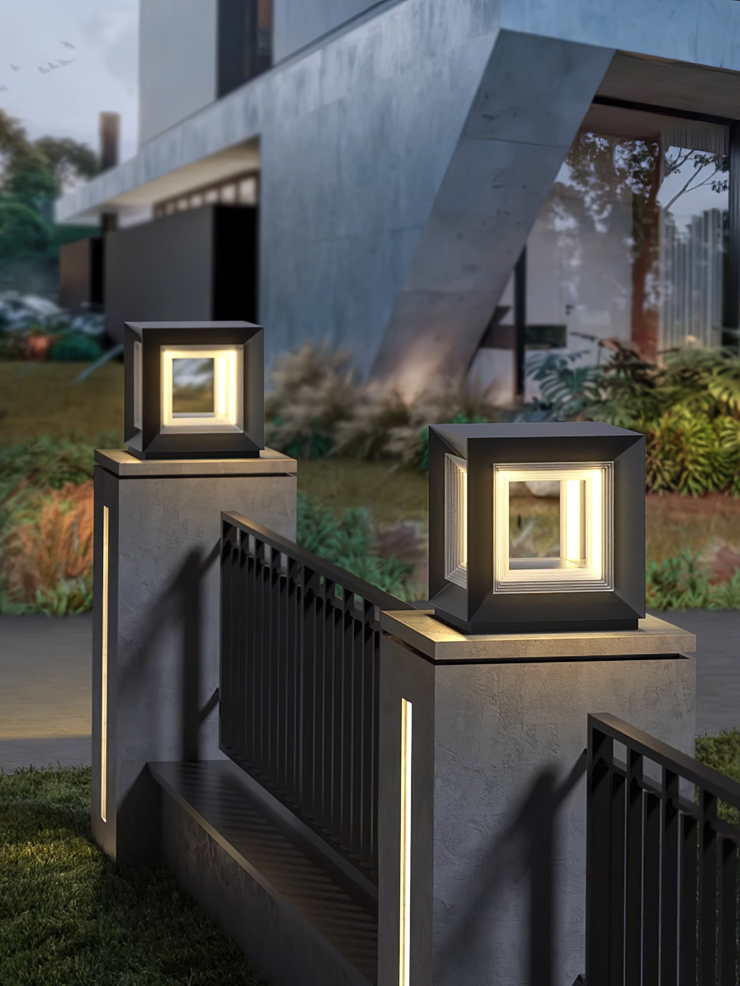 Light Cube Outdoor Post Light - Cueteks