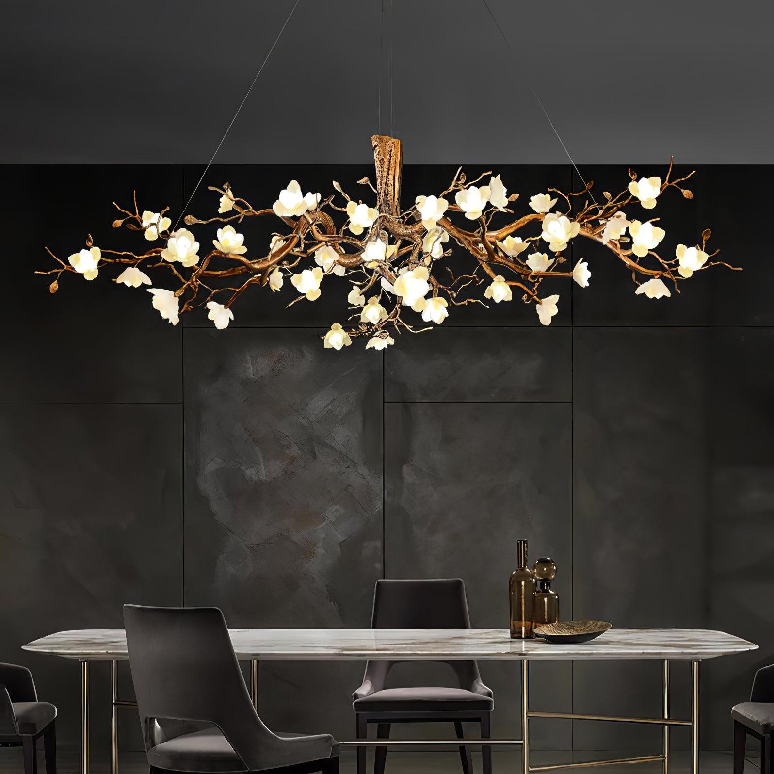 Flower Bloom Branch Brass Chandelier - Cueteks