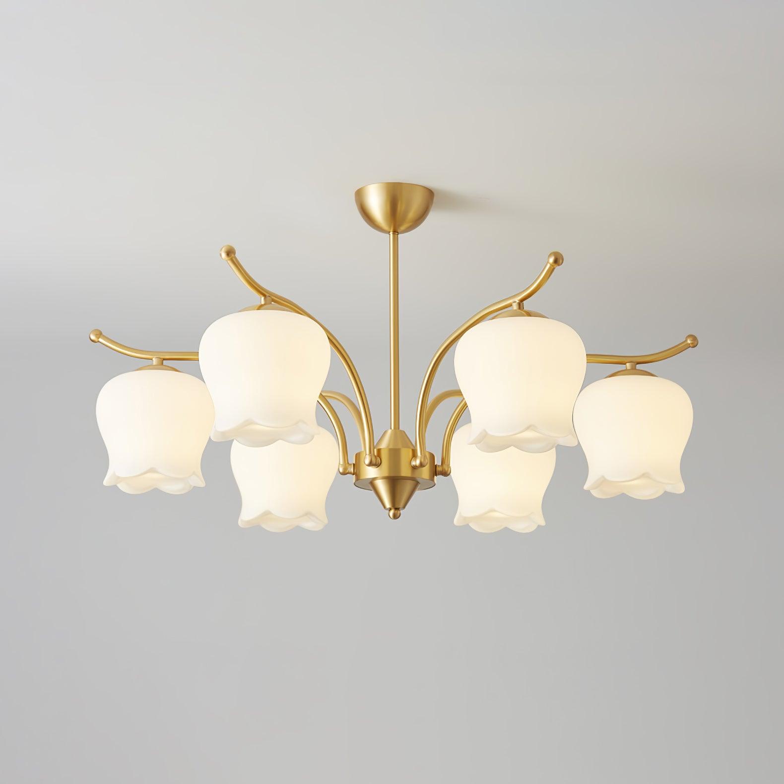 Tulip Brass Chandelier - Cueteks