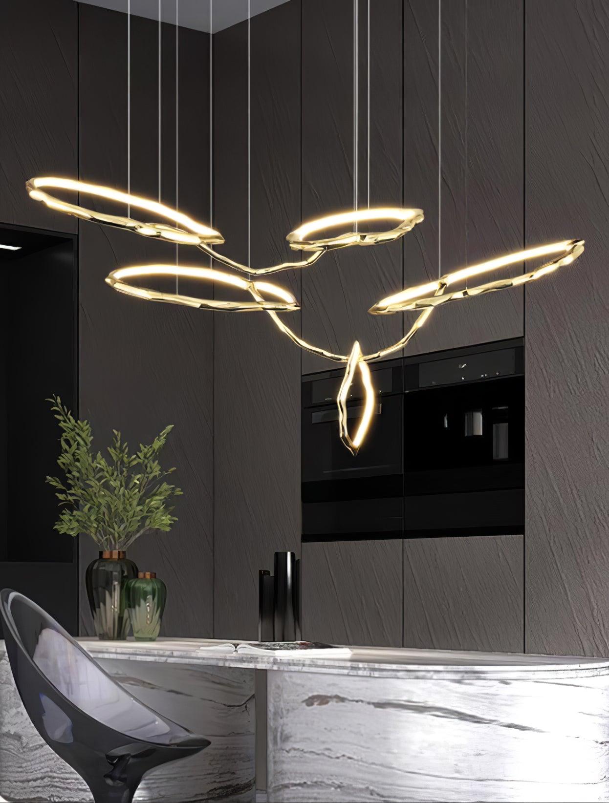 Cloud Rings Series Brass Chandelier - Cueteks
