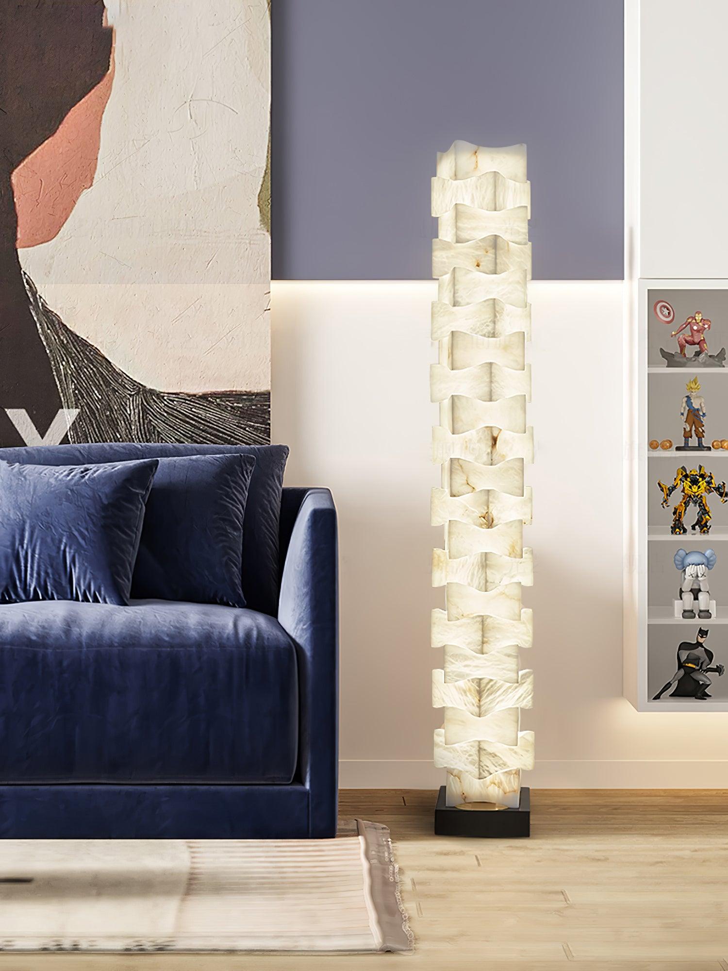 Stacked Alabaster Squares Floor Lamp - Cueteks