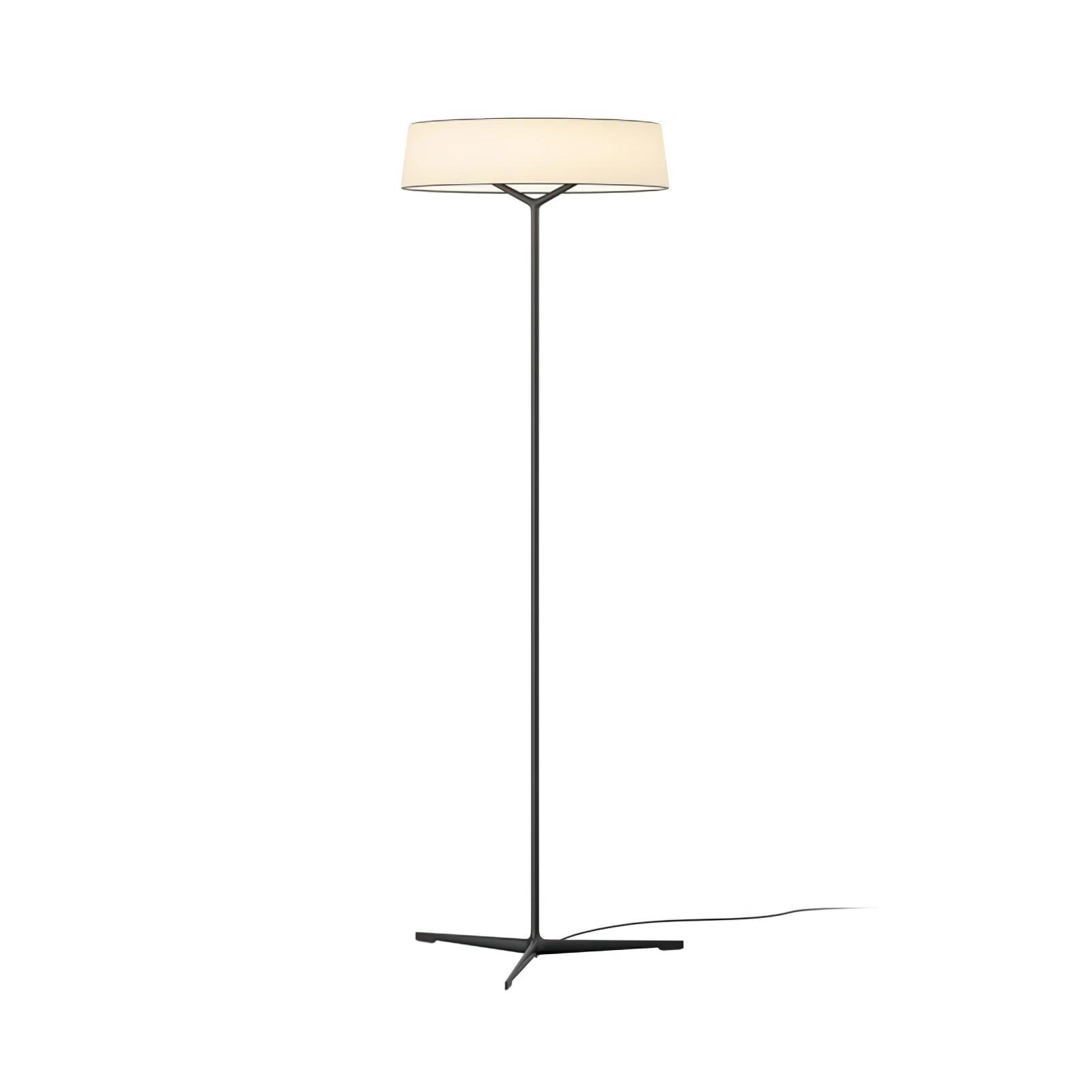 Paper Glow floor lamp with a black stand, white circular shade and low radial feet