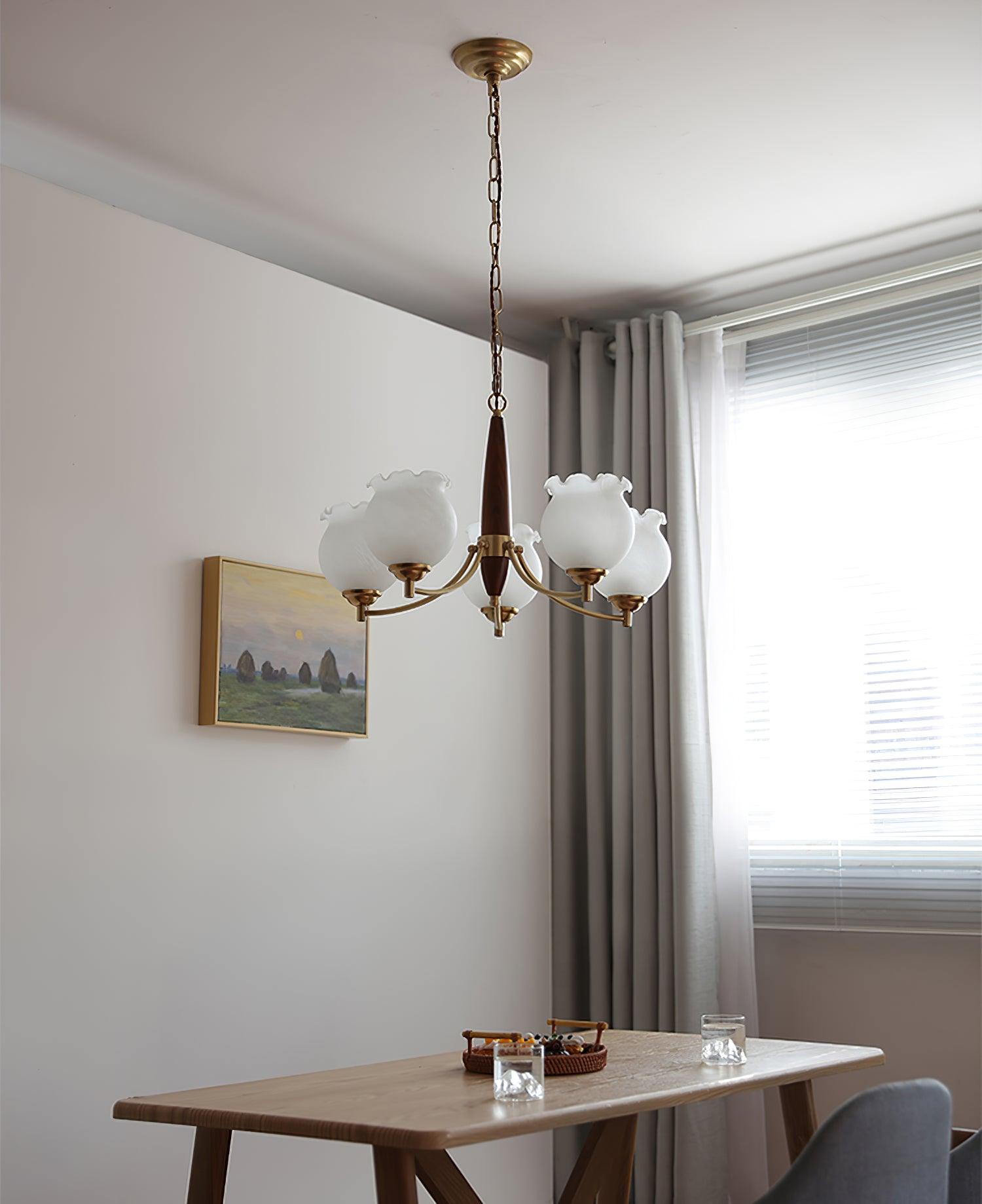 Tulips Glass Wood Chandelier - Cueteks