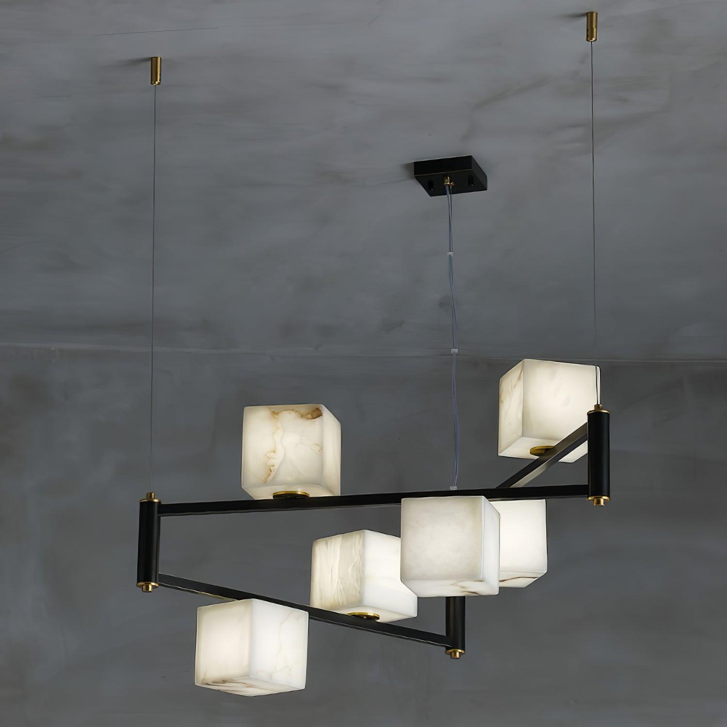 Alabaster Square Box Chandelier - Cueteks