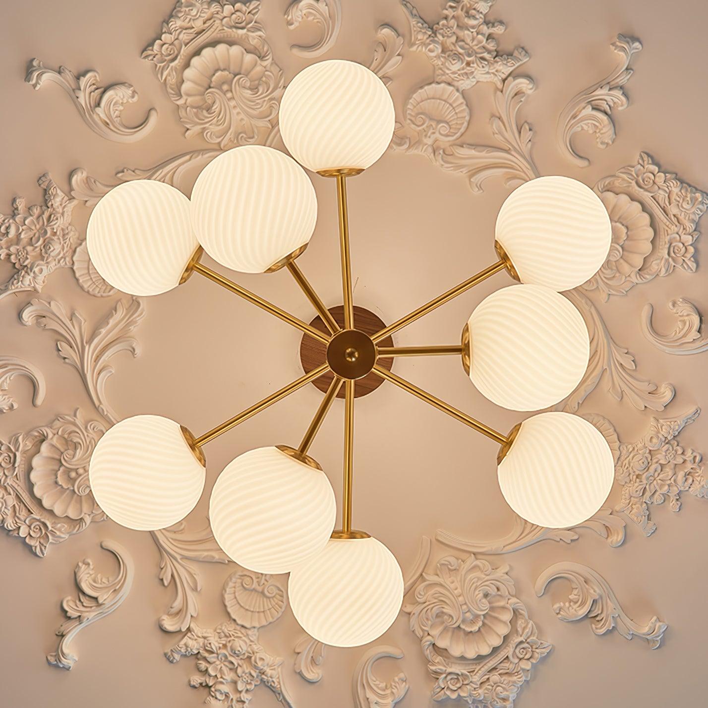 Ribbed Babble Glass Chandelier - Cueteks