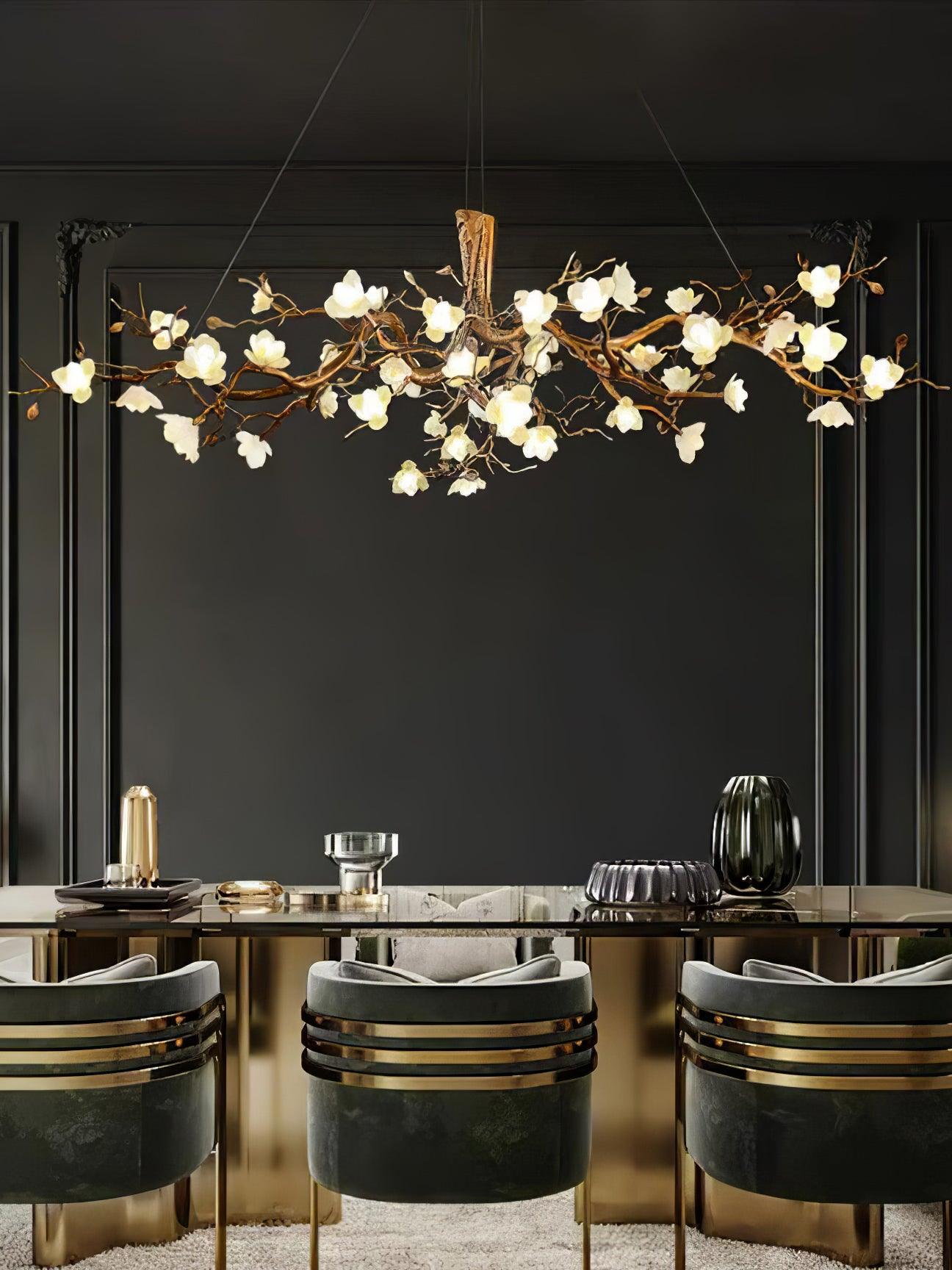Flower Bloom Branch Brass Chandelier - Cueteks
