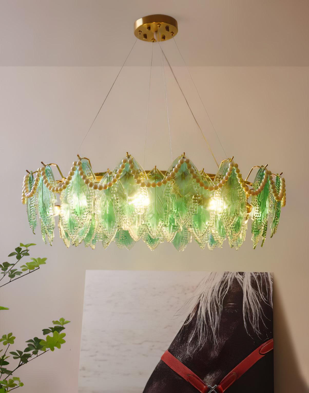 Maple Leaf Glass Chandelier - Cueteks