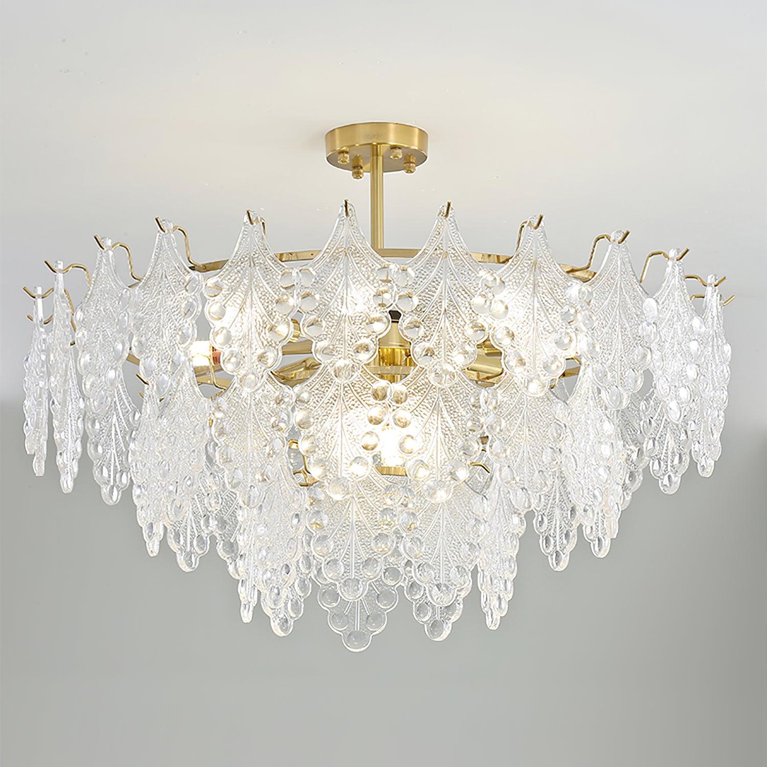 Tiered Carved Glass Chandelier - Cueteks