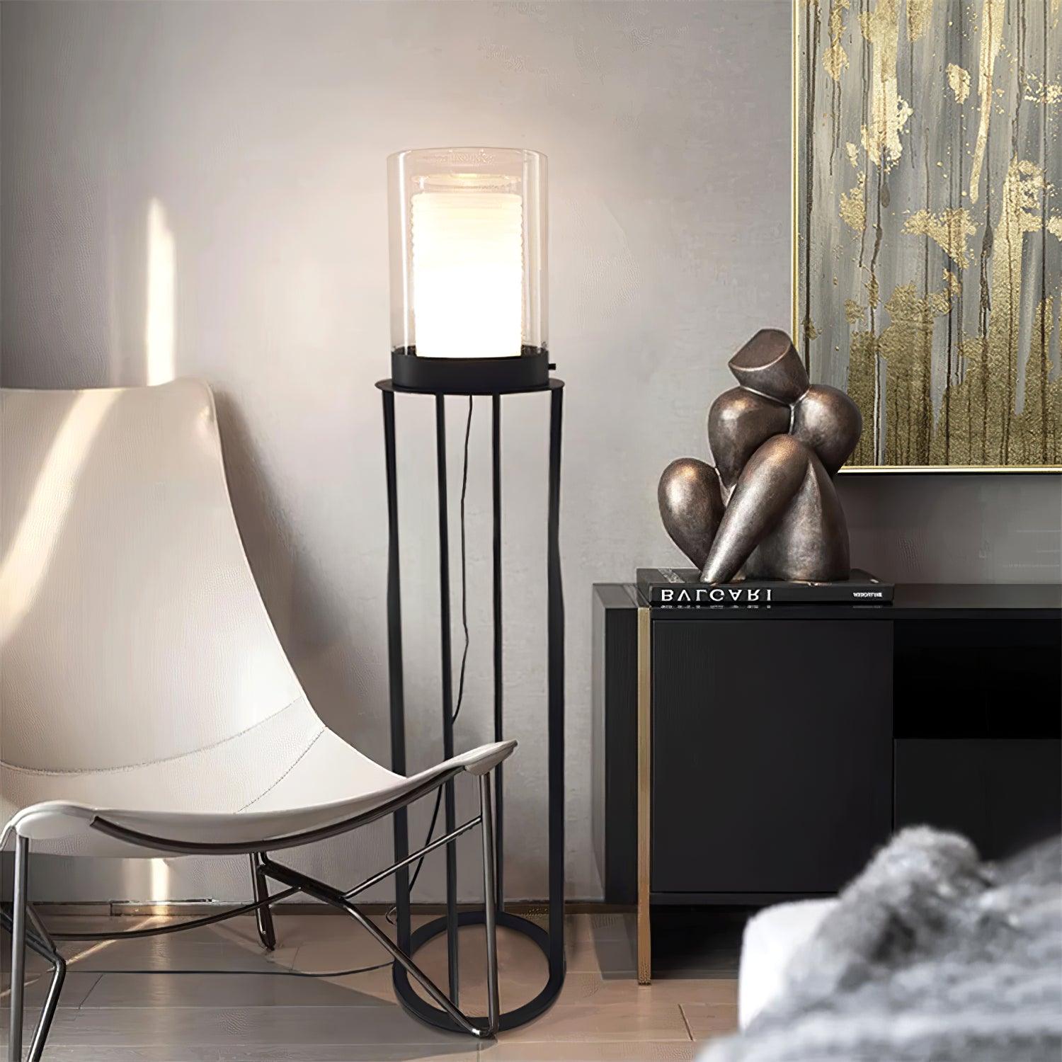 Dual Cylinder Glass Floor Lamp - Cueteks