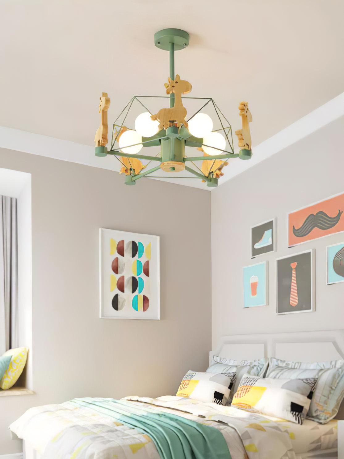 Lovely Deer Wooden Chandelier - Cueteks