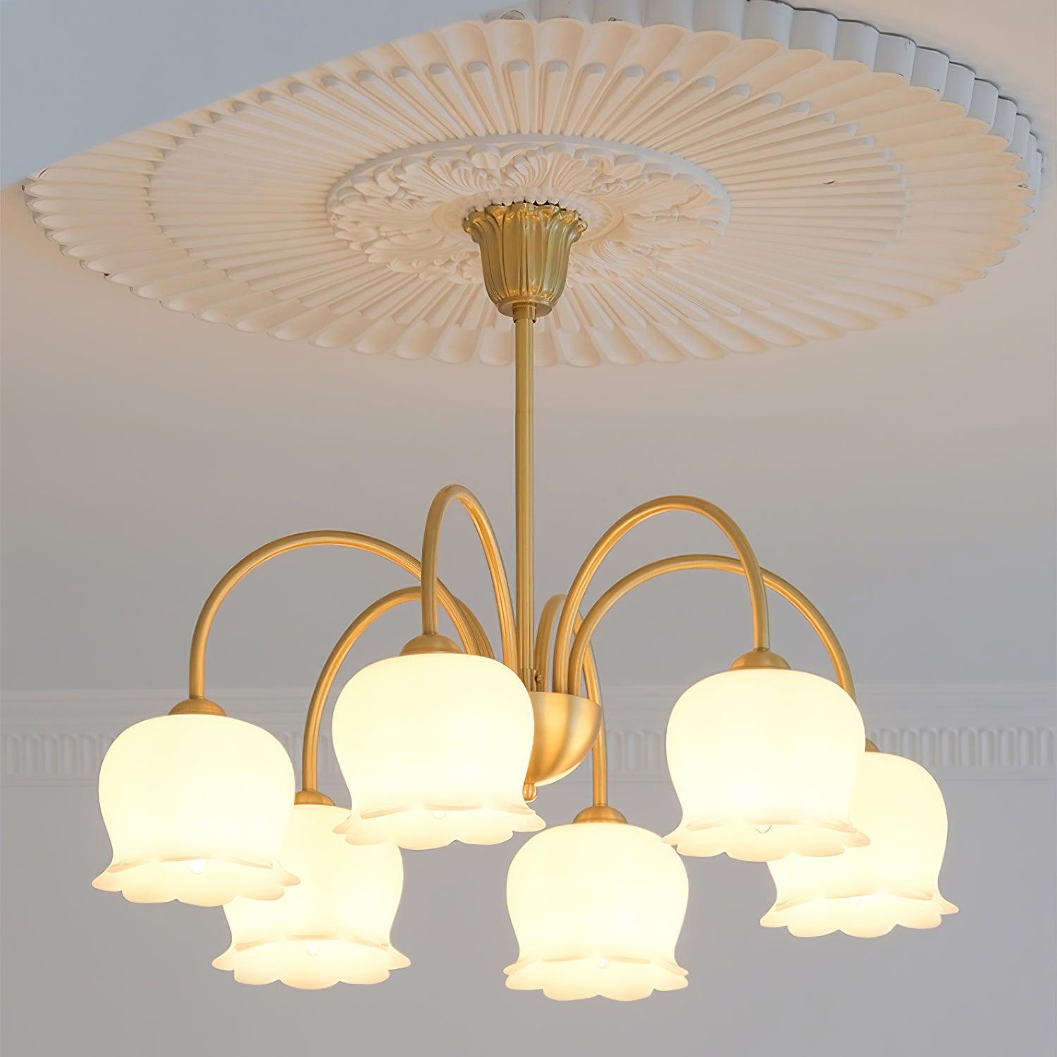 Orchids Brass Chandelier - Cueteks