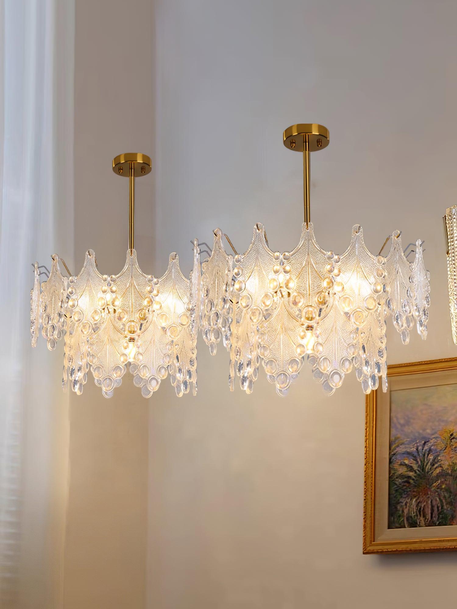 Tiered Carved Glass Chandelier - Cueteks