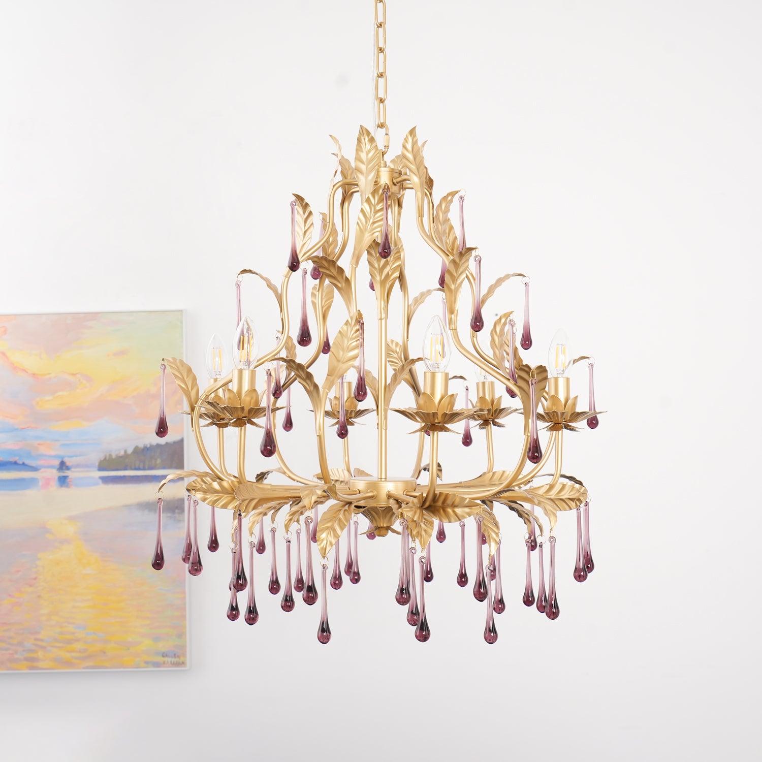 Amethyst Drops Crystal Chandelier - Cueteks