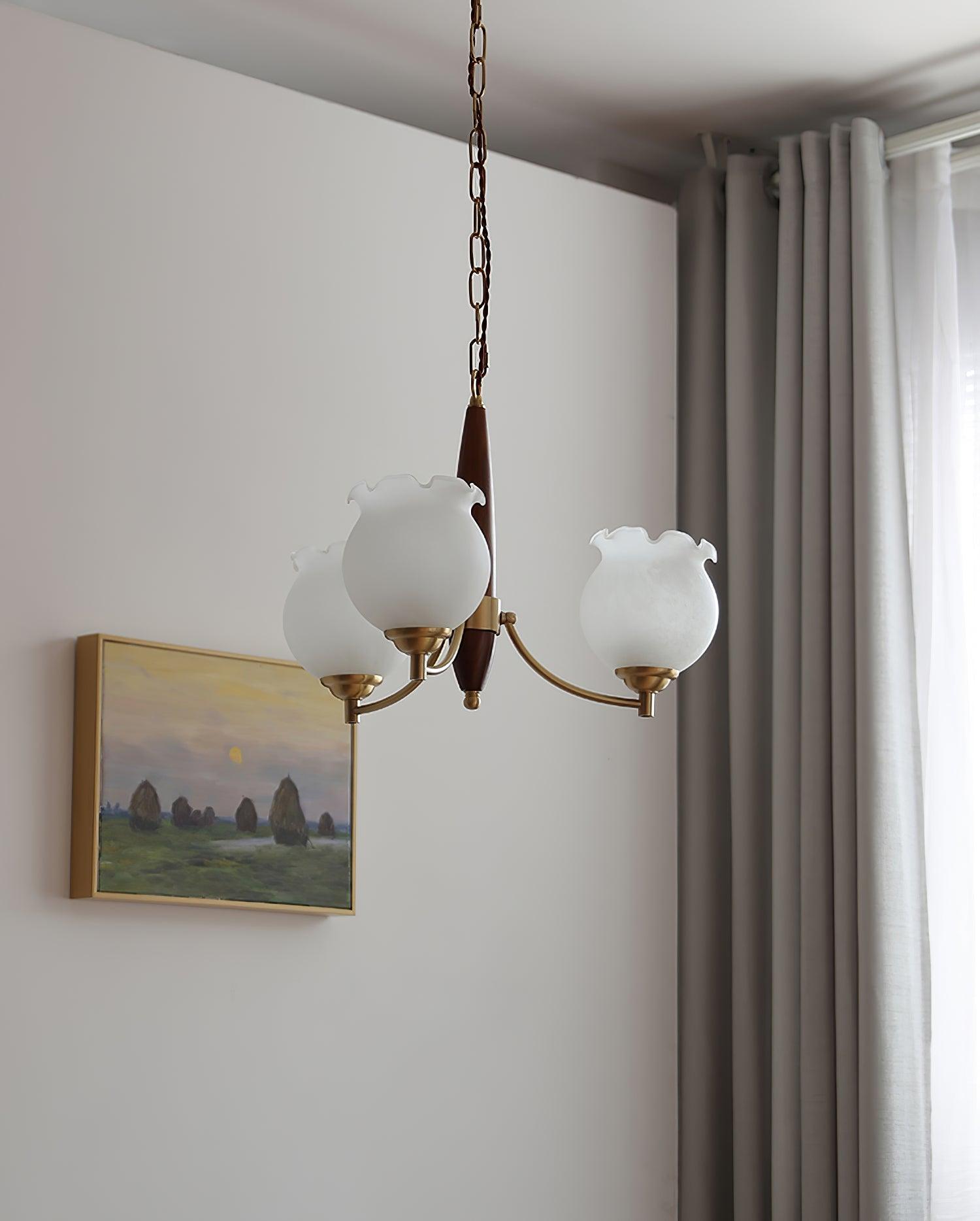 Tulips Glass Wood Chandelier - Cueteks