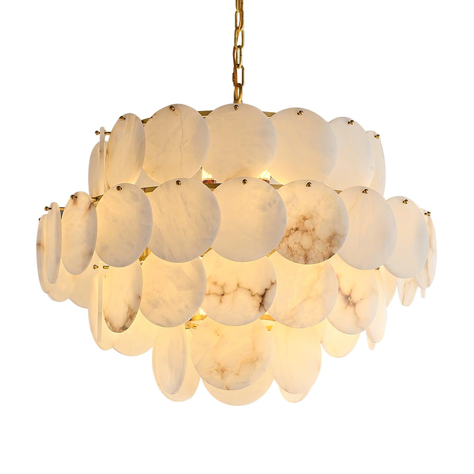 Alabaster Shell Brass Chandelier - Cueteks