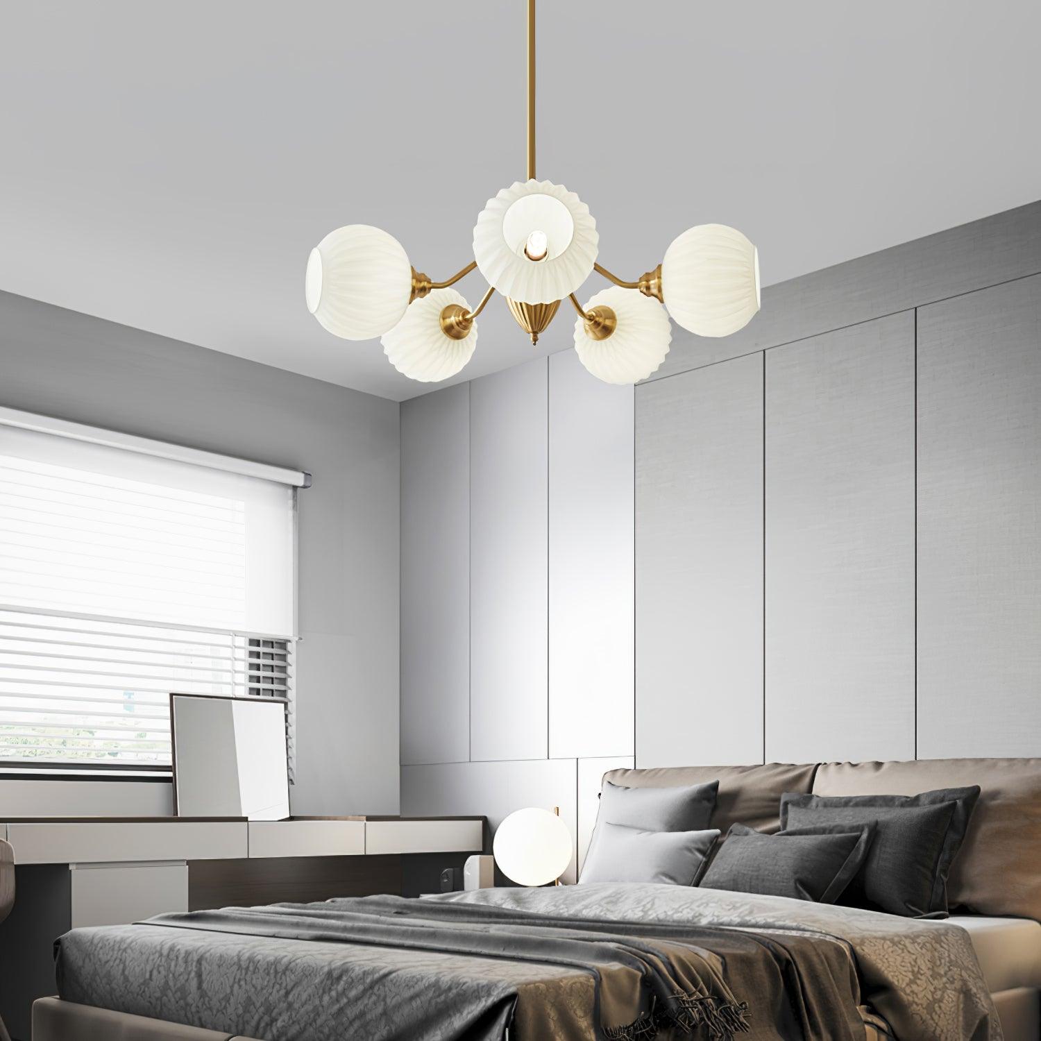 Ribbed Glass Ball Chandelier - Cueteks