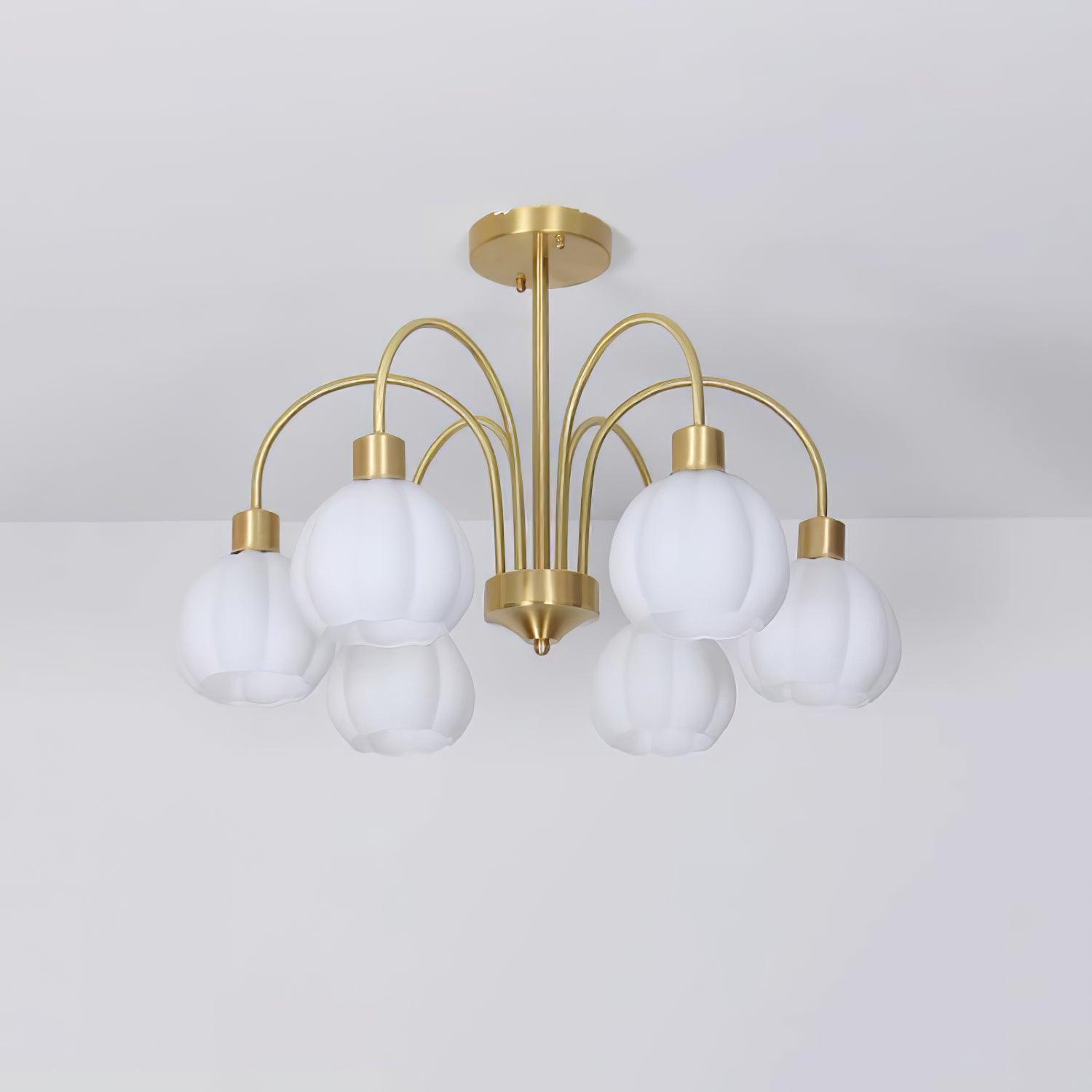 Glass Pumpkin Gold Chandelier - Cueteks
