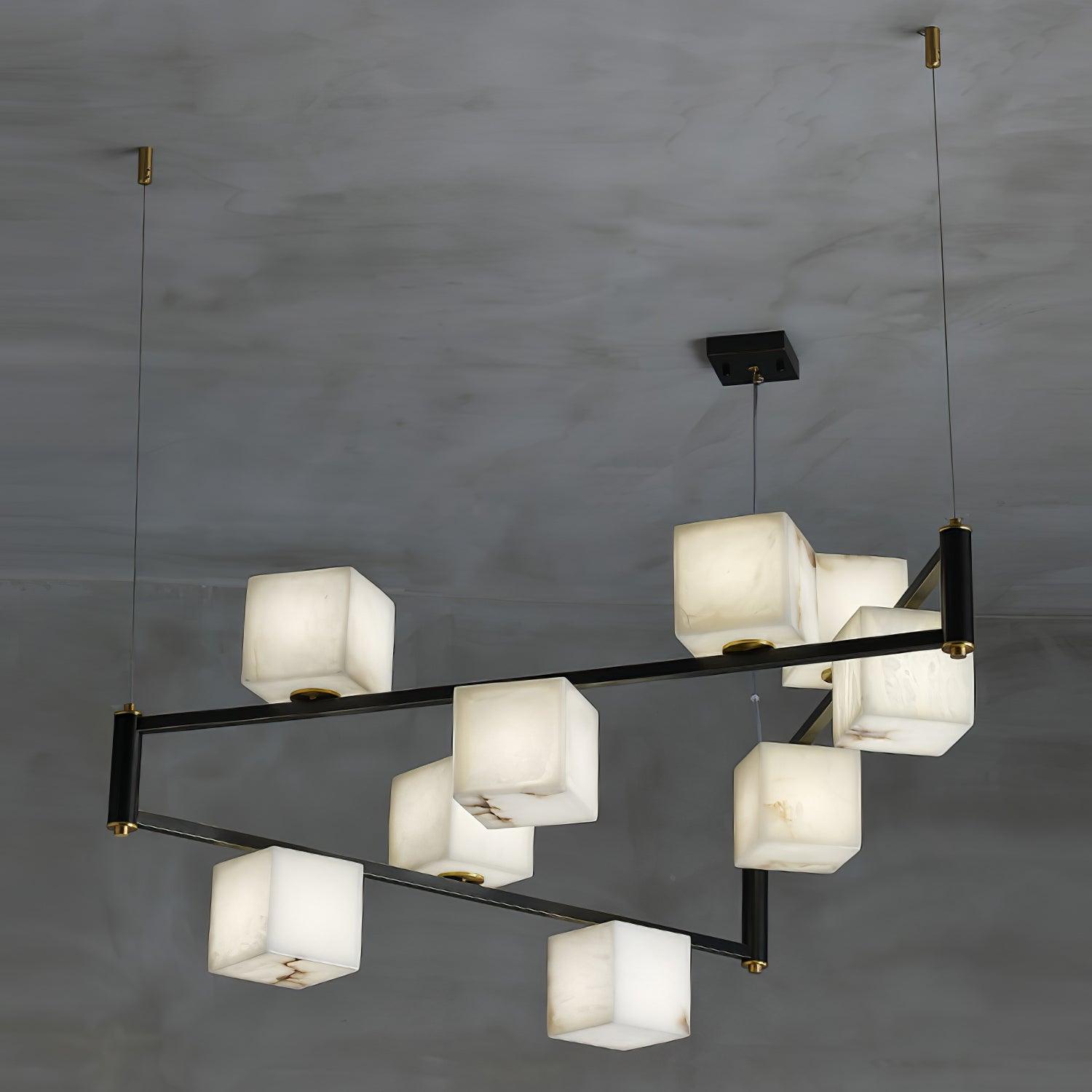 Alabaster Square Box Chandelier - Cueteks