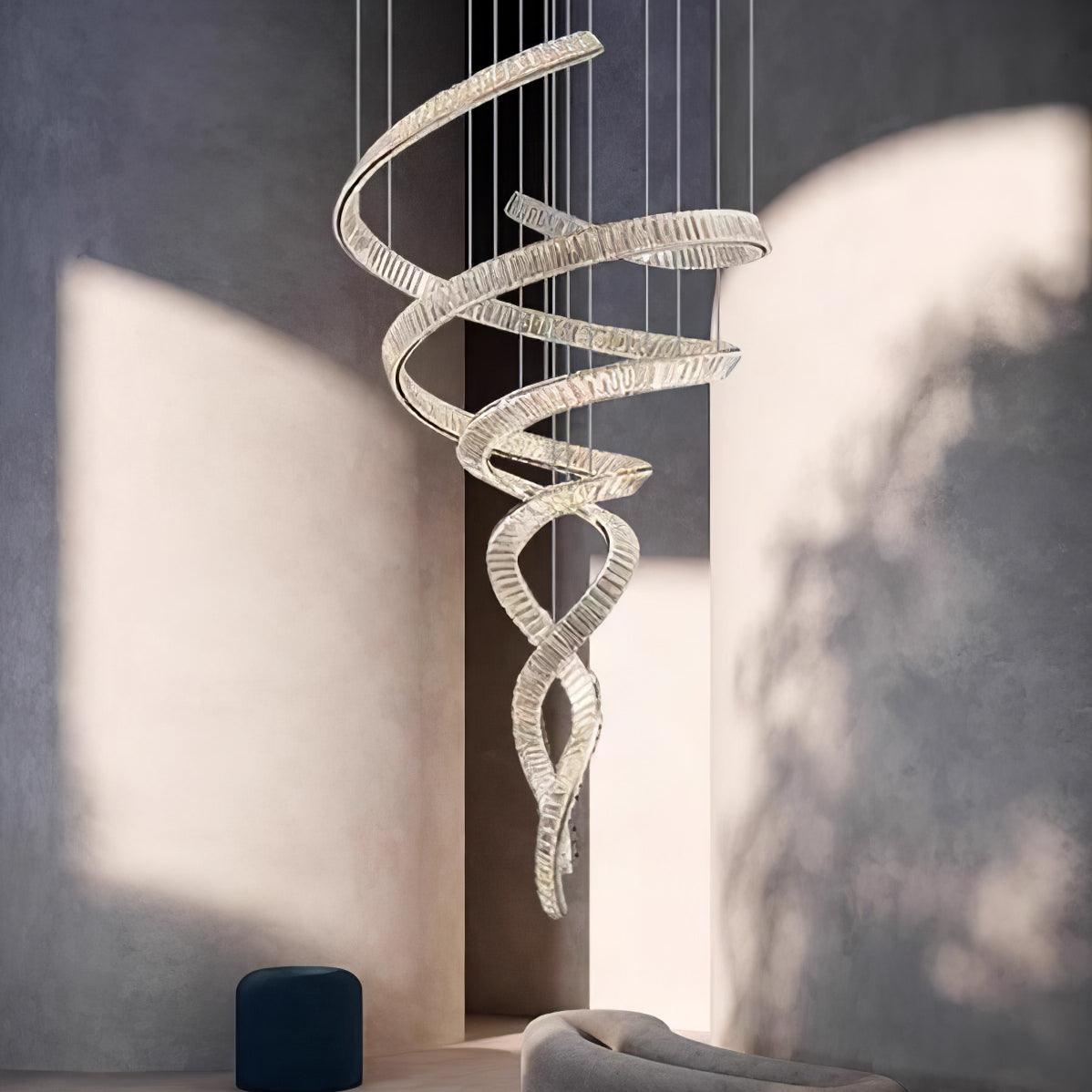 Long Spiral Crystal Chandelier - Cueteks