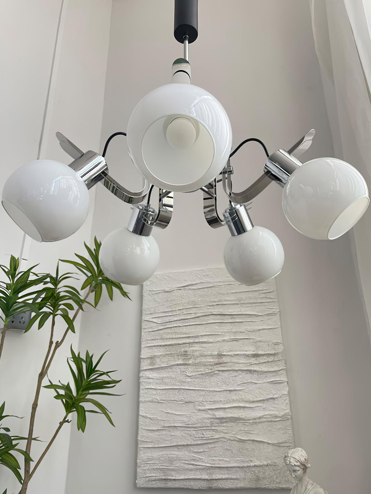 Vintage Geometrical Chrome Chandelier - Cueteks