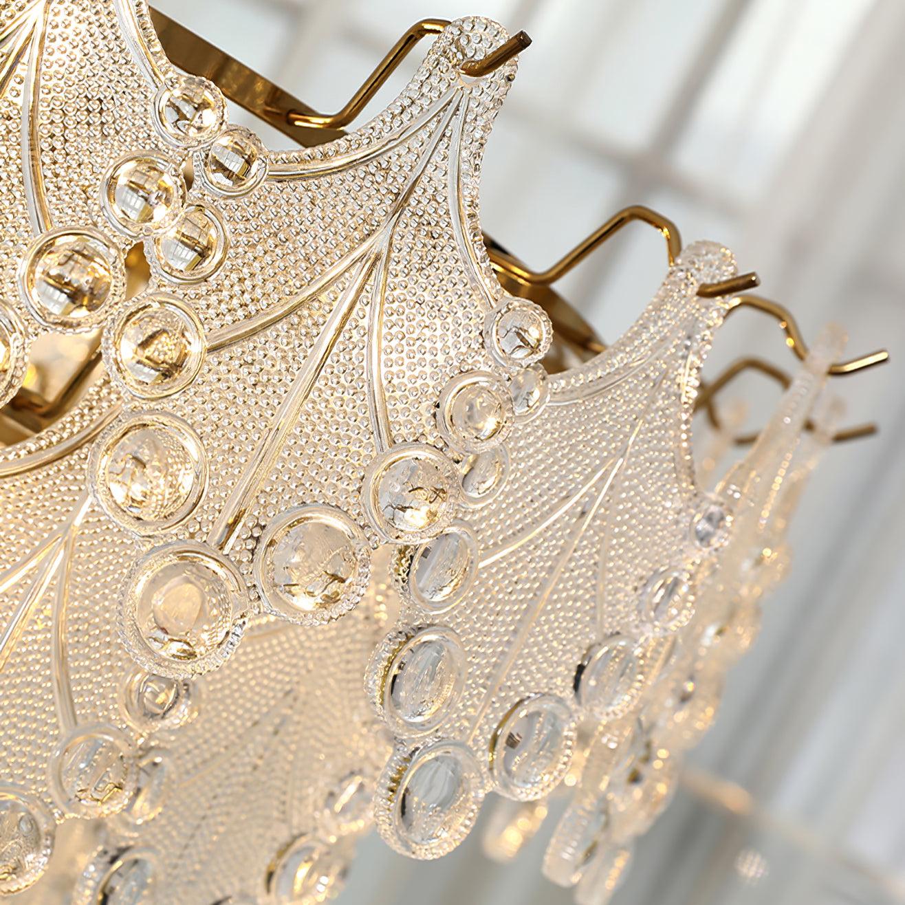 Tiered Carved Glass Chandelier - Cueteks
