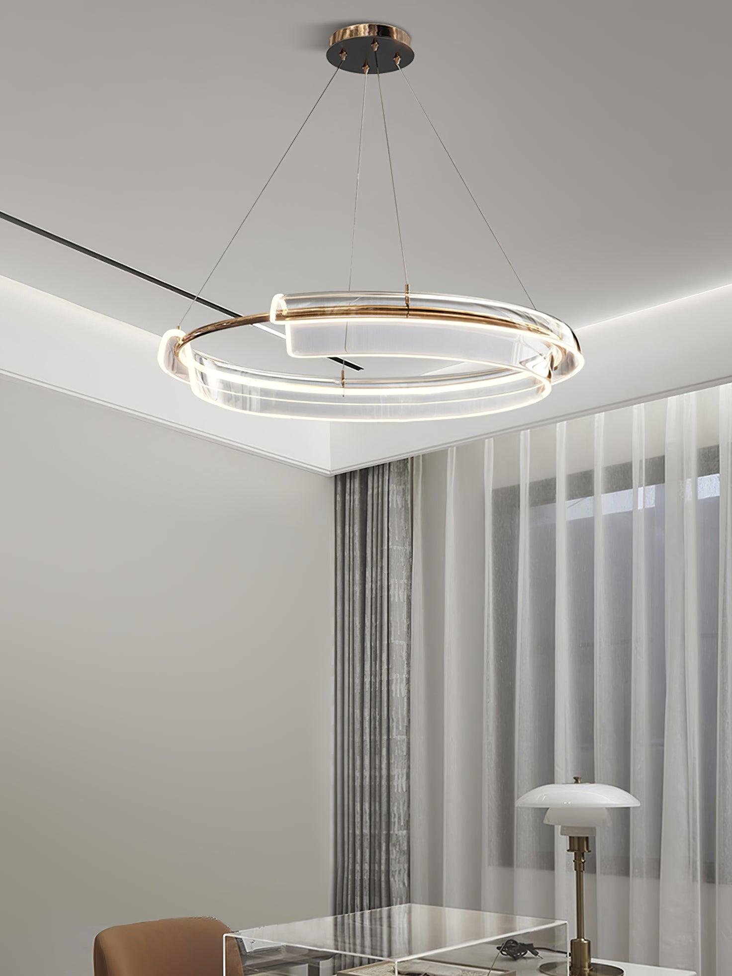 Ring chandelier and canopy near a window