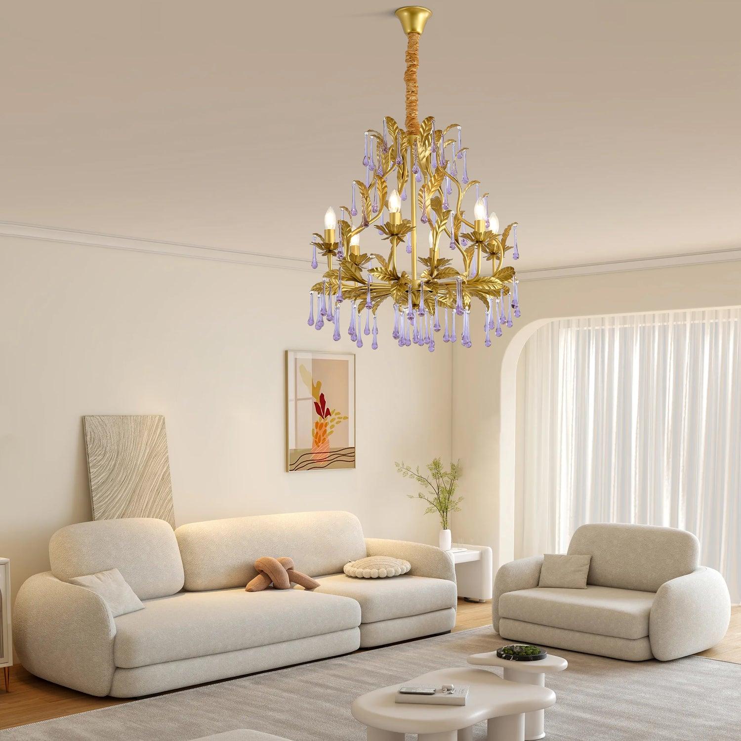 Amethyst Drops Crystal Chandelier - Cueteks