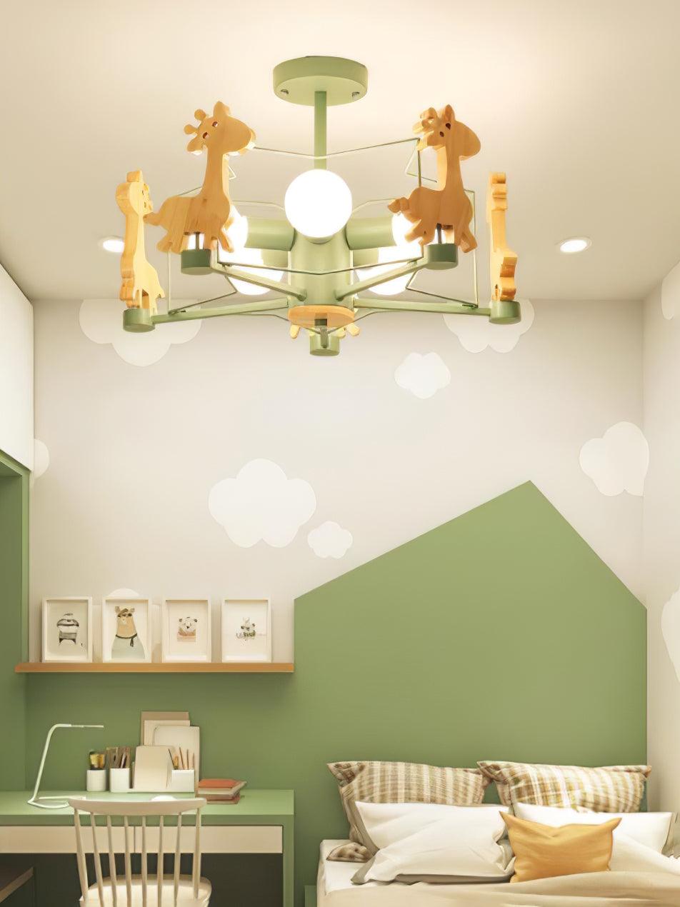 Lovely Deer Wooden Chandelier - Cueteks