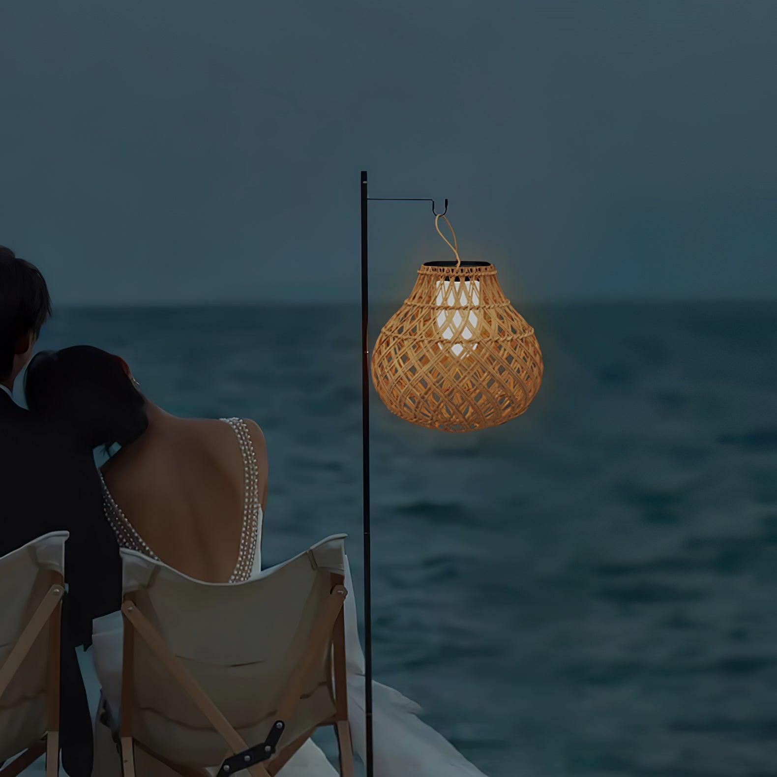 Woven Sphere Solar Lantern Outdoor Lamp - Cueteks
