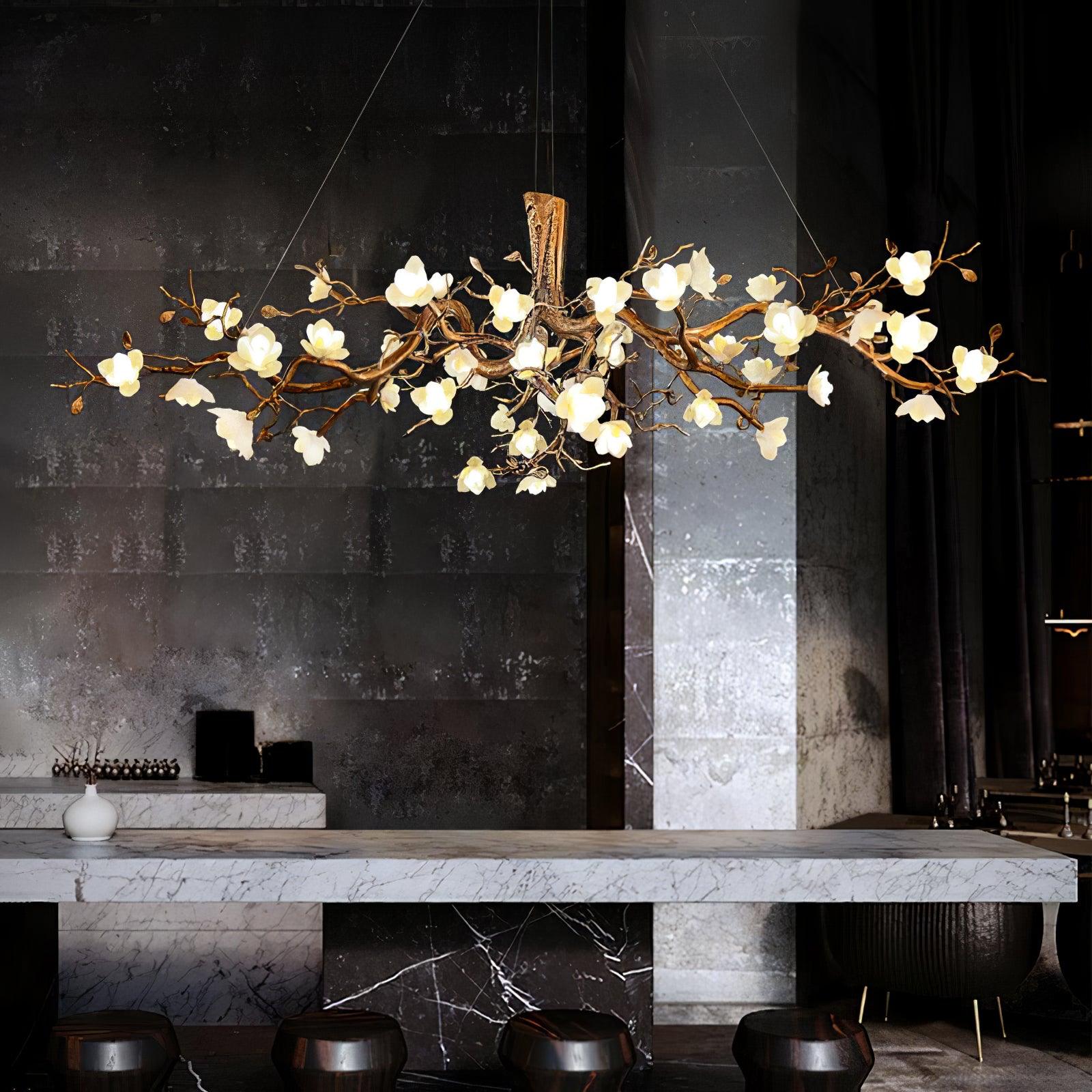 Flower Bloom Branch Brass Chandelier - Cueteks