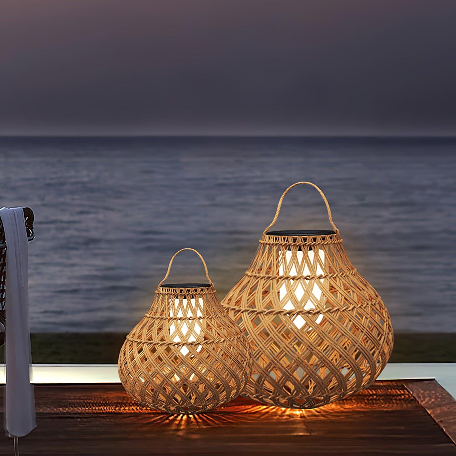 Woven Sphere Solar Lantern Outdoor Lamp - Cueteks