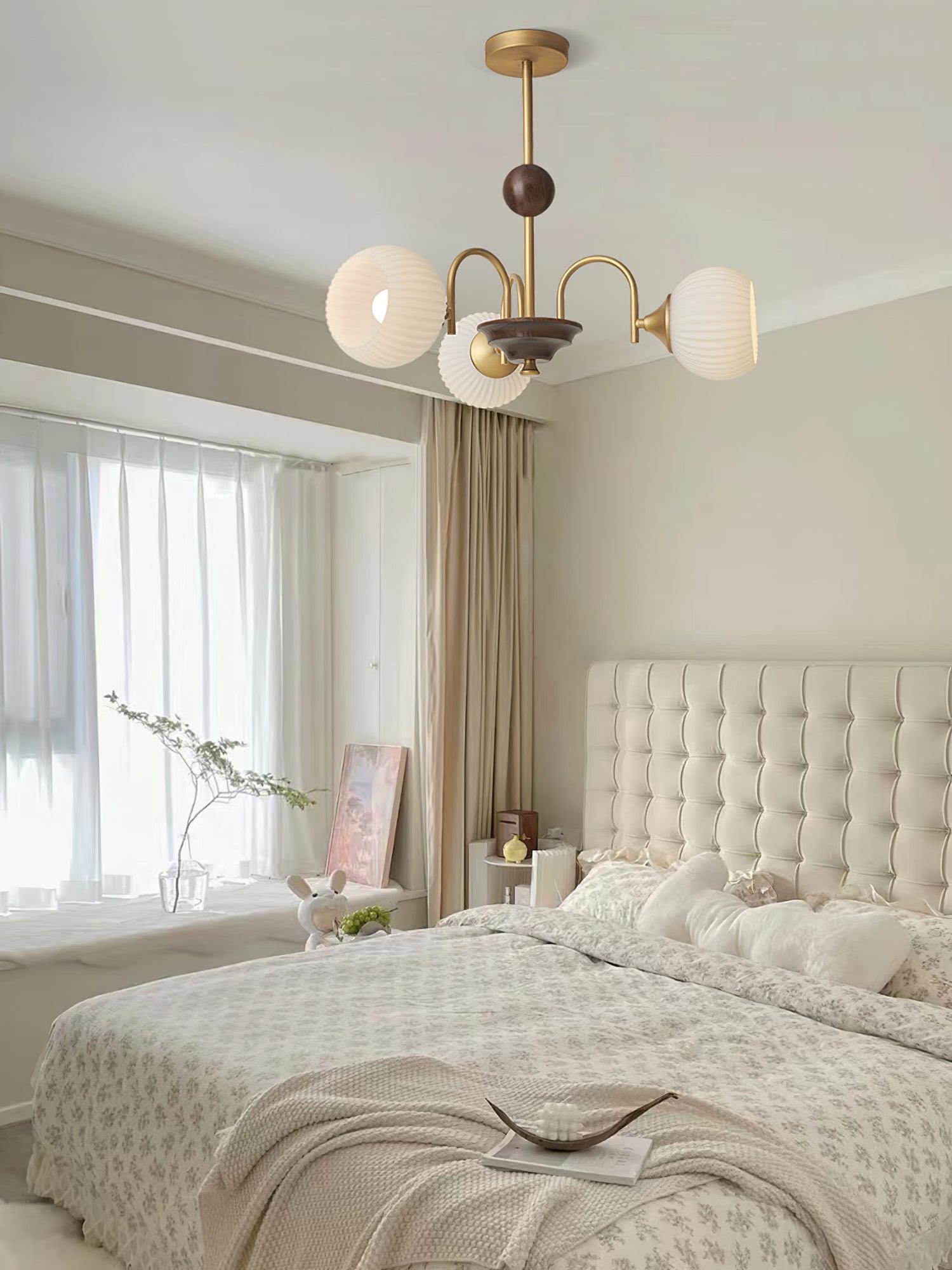 Sculptural Glass Ribbed Chandelier - Cueteks