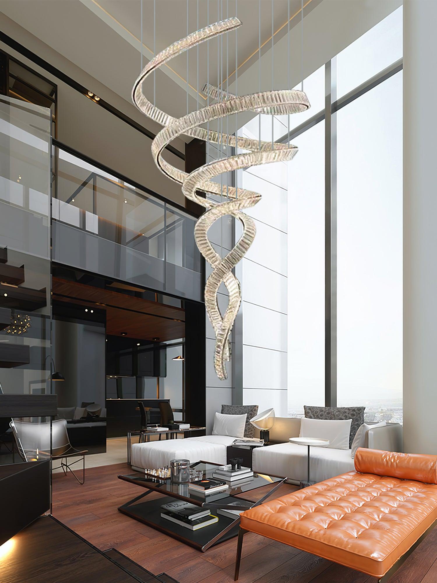 Long Spiral Crystal Chandelier - Cueteks