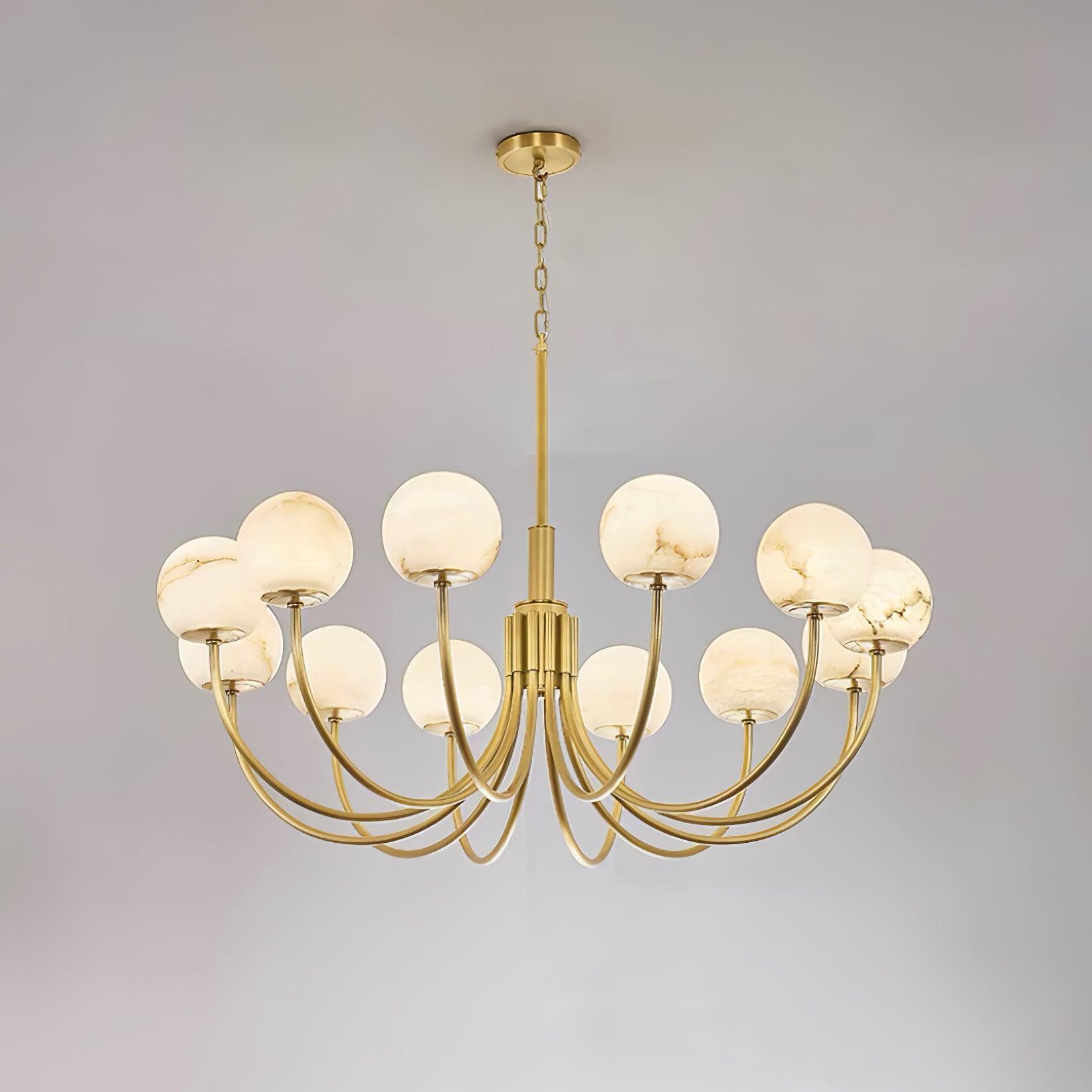 Aurelian twelve-head alabaster chandelier on pale background