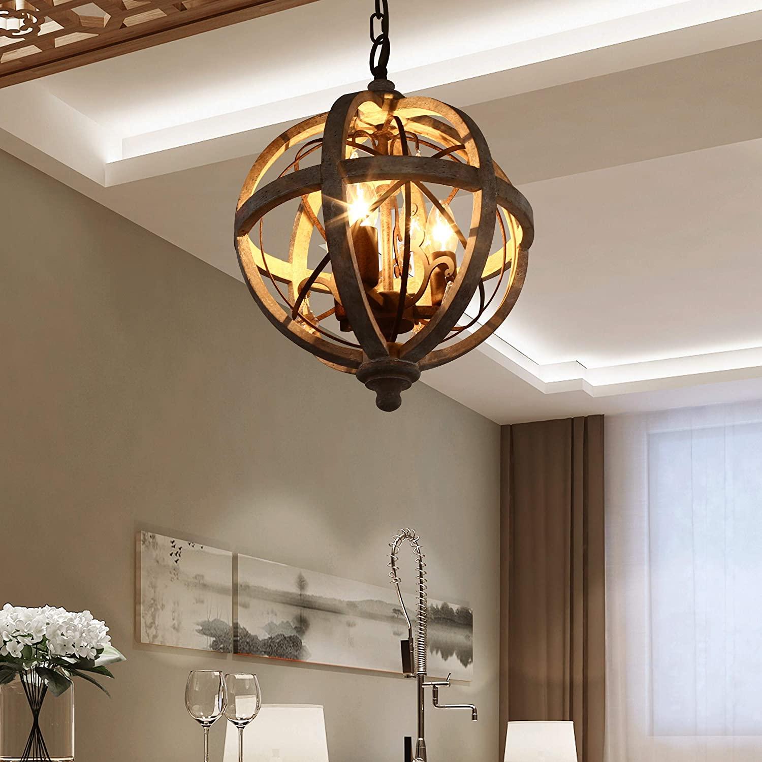 Retro Globe Weathered Chandelier - Cueteks