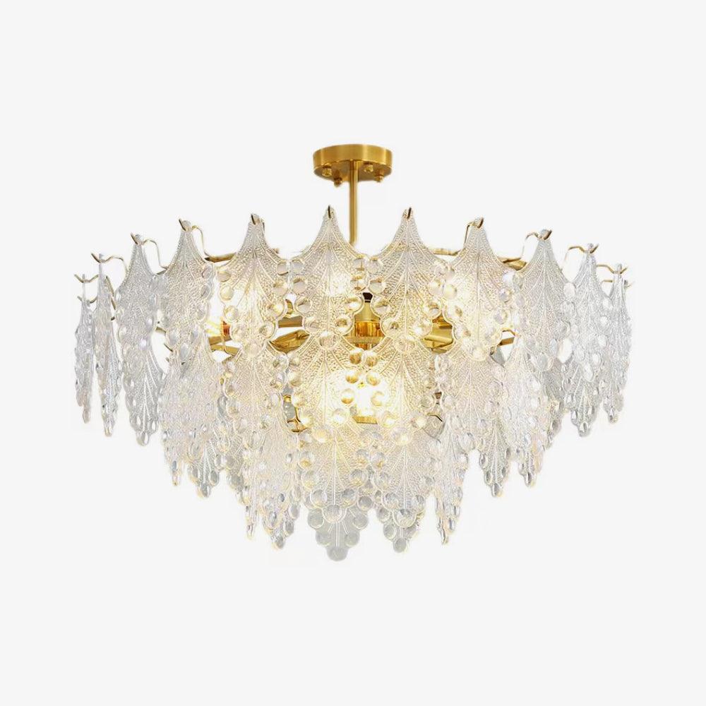 Tiered Carved Glass Chandelier - Cueteks
