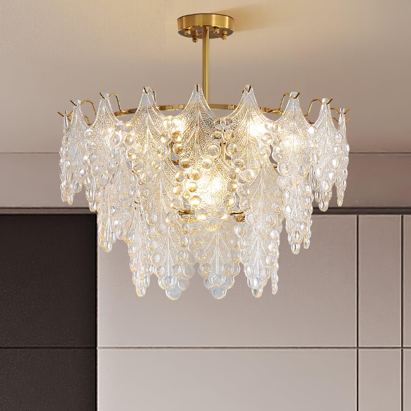 Tiered Carved Glass Chandelier - Cueteks