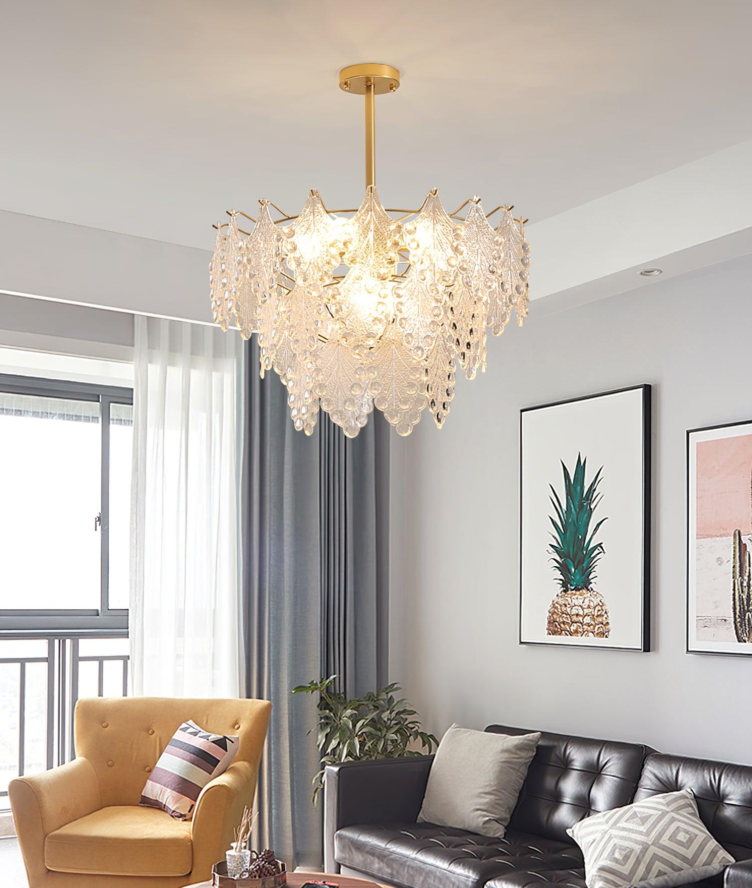 Tiered Carved Glass Chandelier - Cueteks