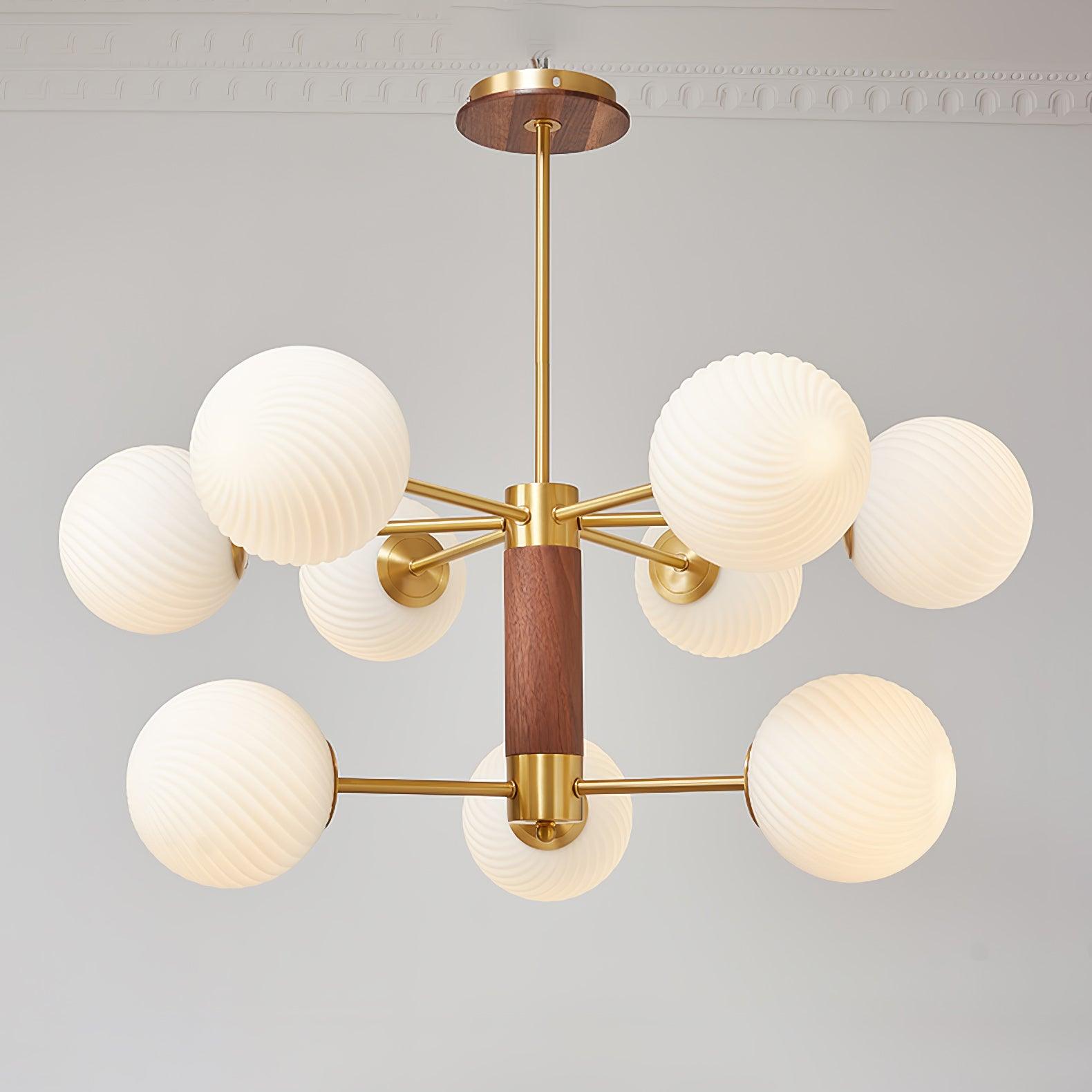 Ribbed Babble Glass Chandelier - Cueteks