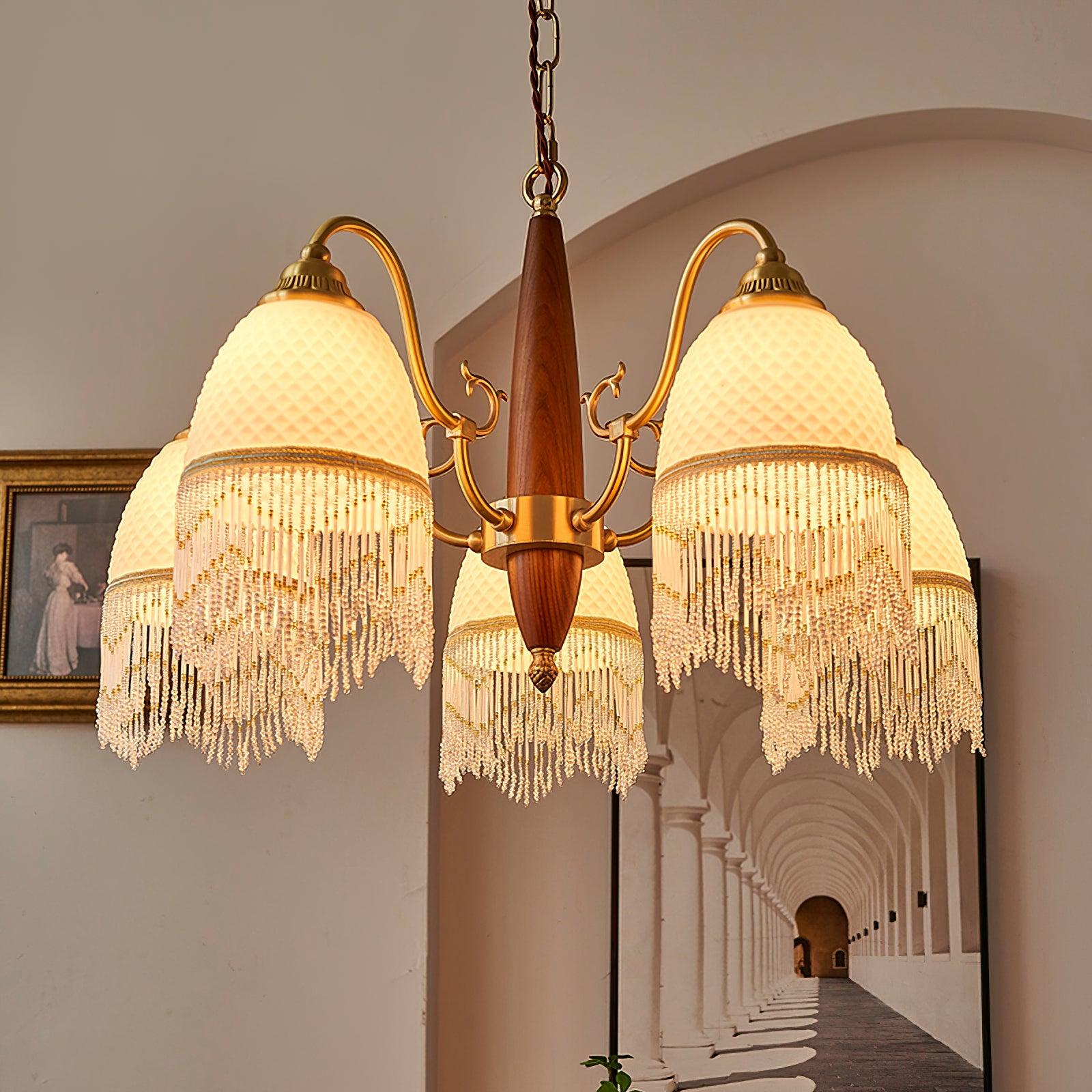Mesh Tassel Glass Chandelier - Cueteks