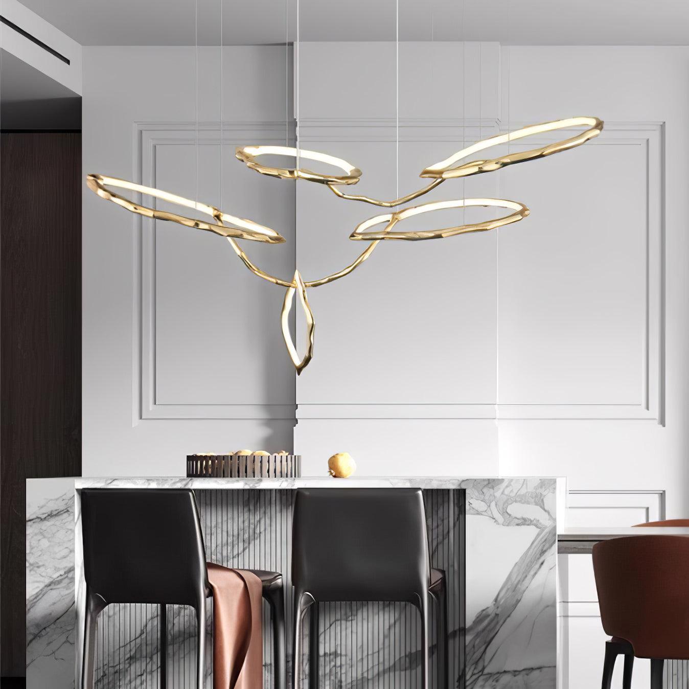Cloud Rings Series Brass Chandelier - Cueteks
